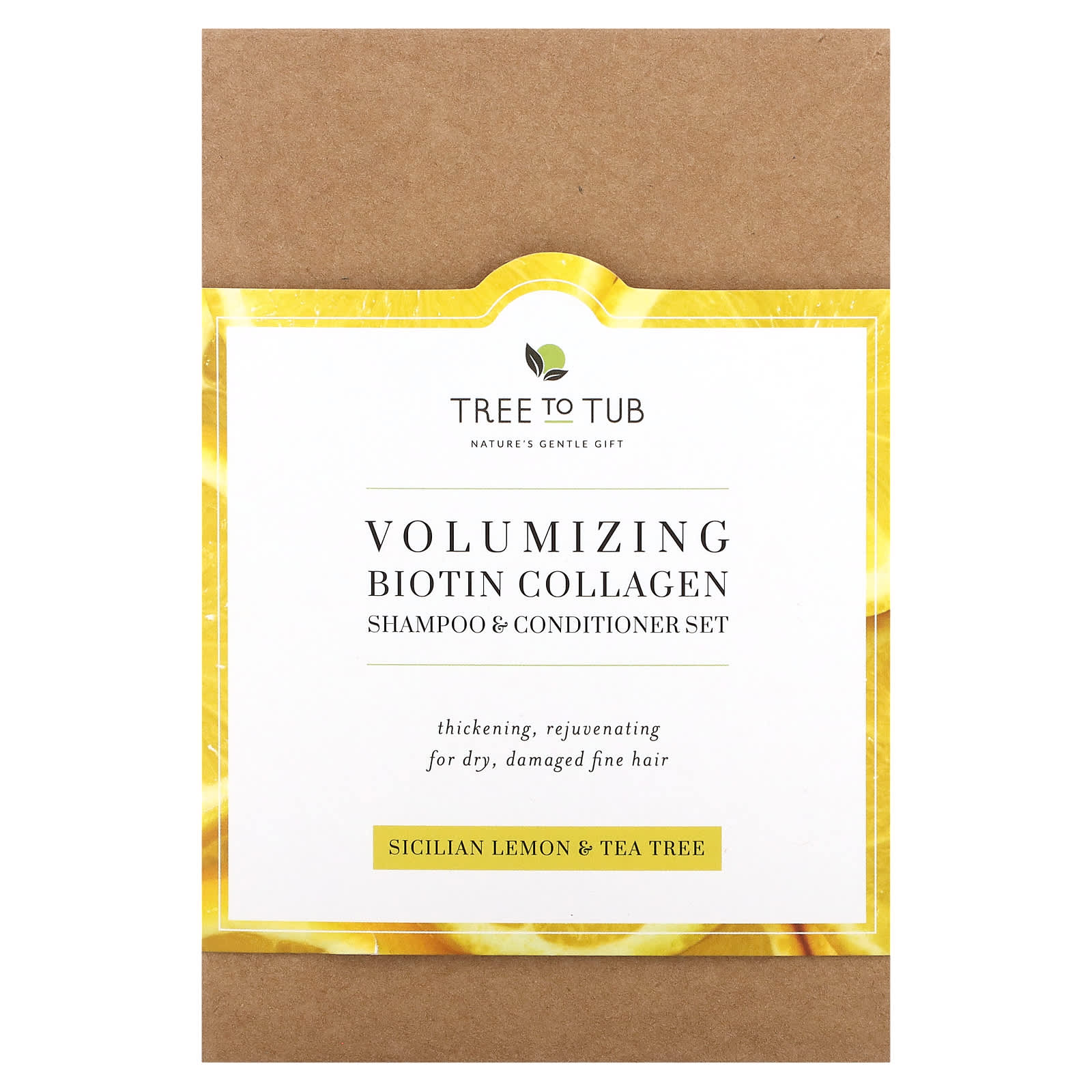 Tree To Tub, Shampoo & Conditioner Set, Volumizing Biotin Collagen, Sicilian Lemon & Tea Tree, 2 Piece Set, 8.5 fl oz (250 ml) Each - Image 2