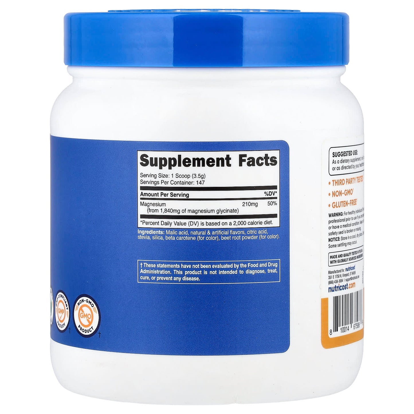 Nutricost, Magnesium Glycinate, Peach Mango, 17.9 oz (500 g) - Image 2