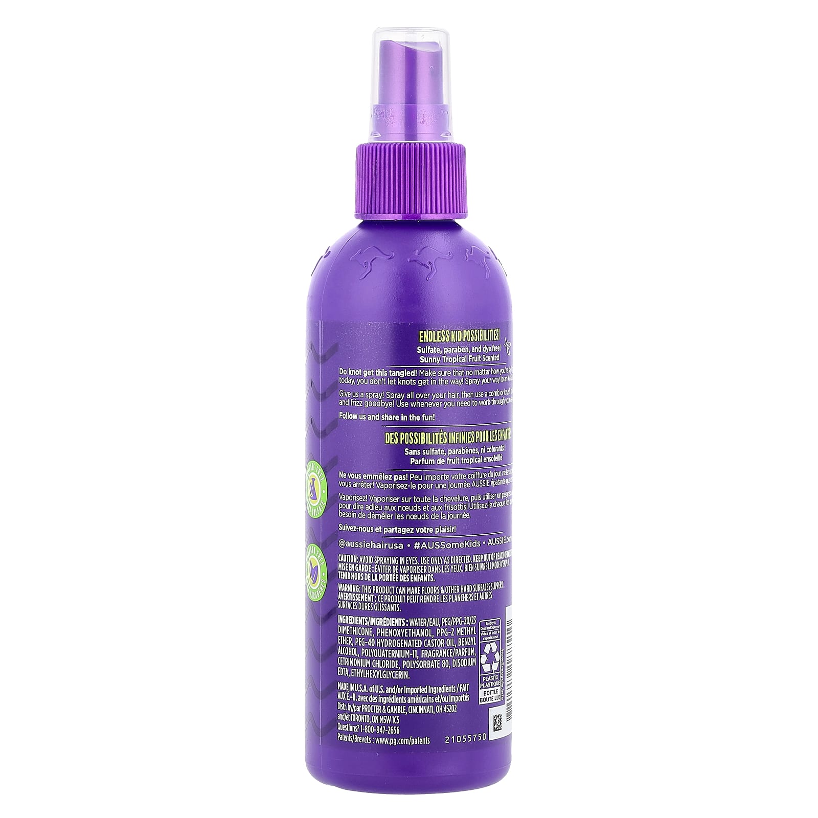 Aussie Moist Detangler Spray for Kids, Sulfate-Free, 8 fl oz - Image 2