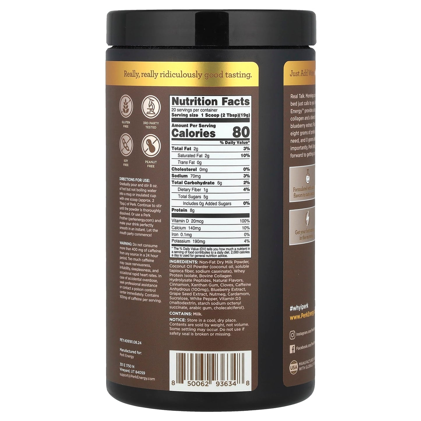 Perk Energy, Chai Latte, 13.6 oz (380 g) - Image 2
