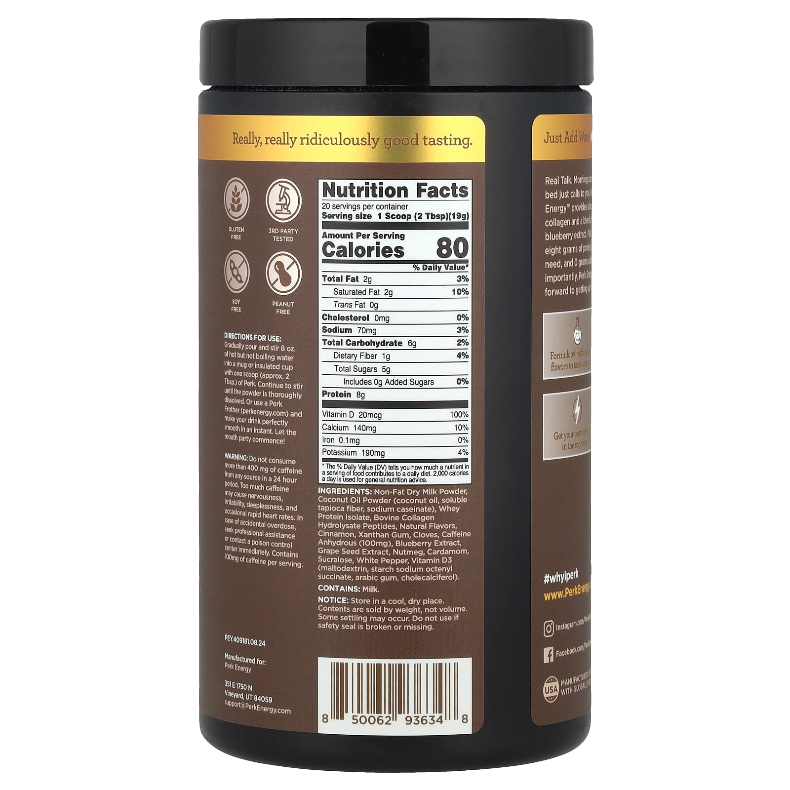 Perk Energy, Chai Latte, 13.6 oz (380 g) - Image 2
