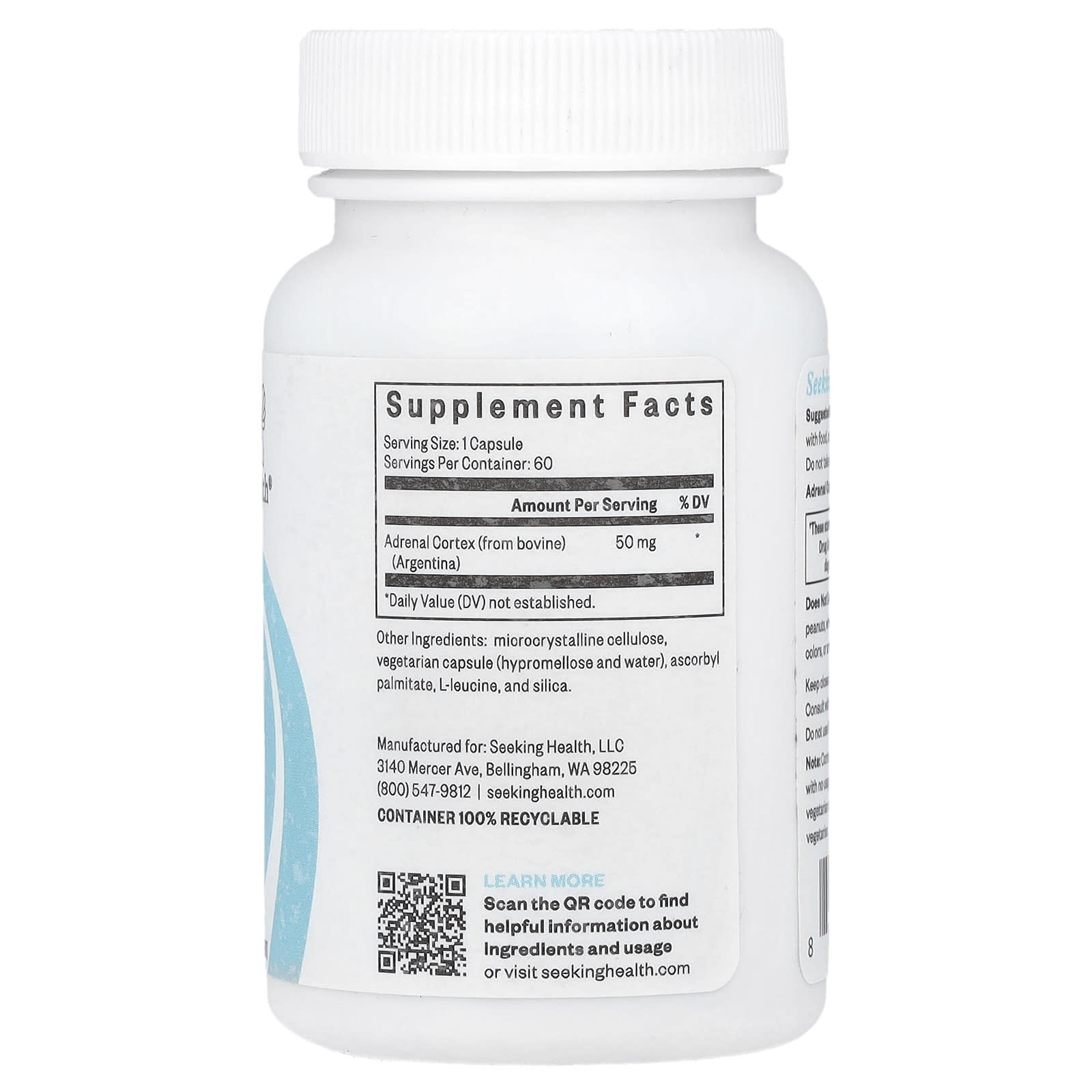 Seeking Health, Adrenal Cortex, 50 mg, 60 Capsules - Image 2
