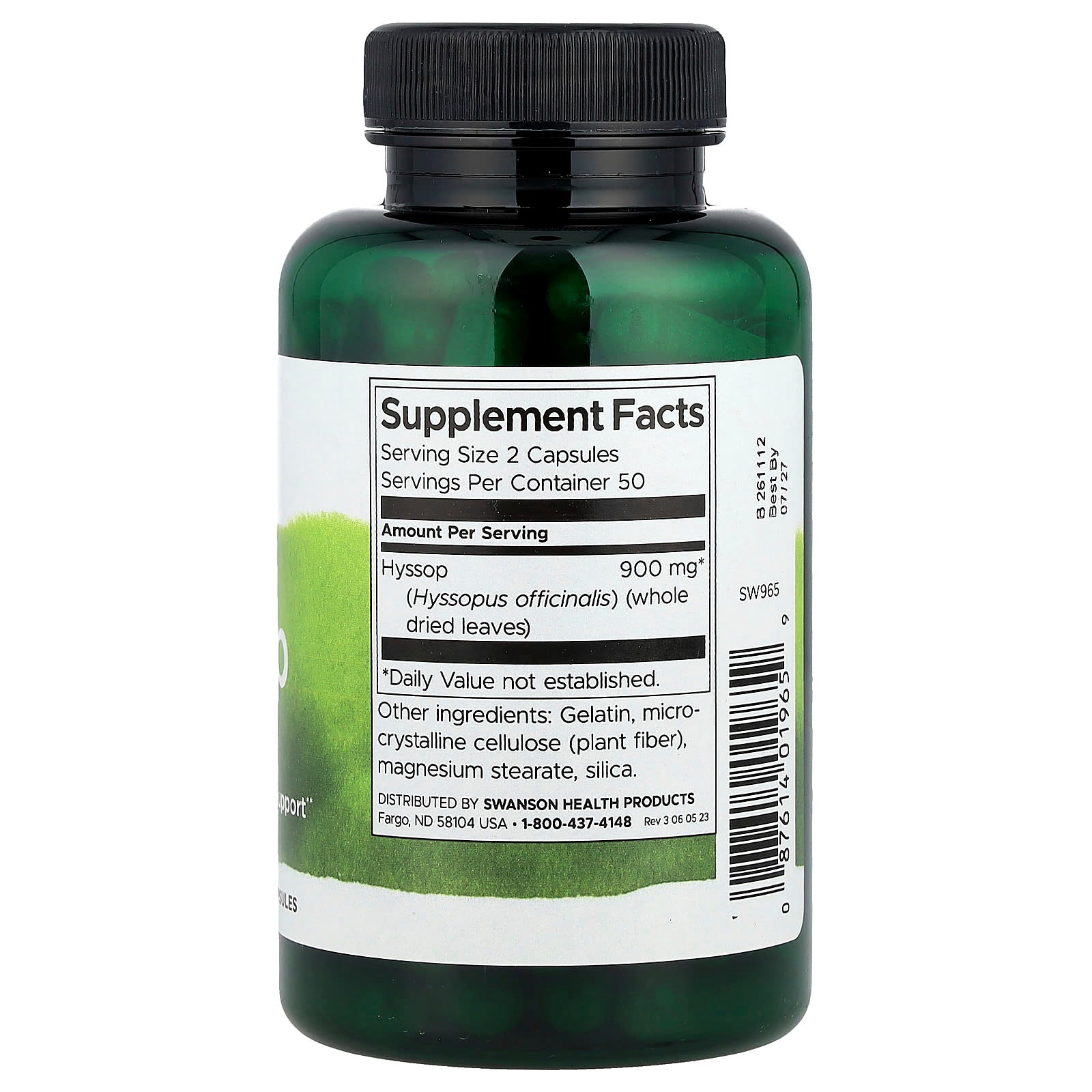 Swanson, Hyssop , 450 mg, 100 Capsules - Image 2