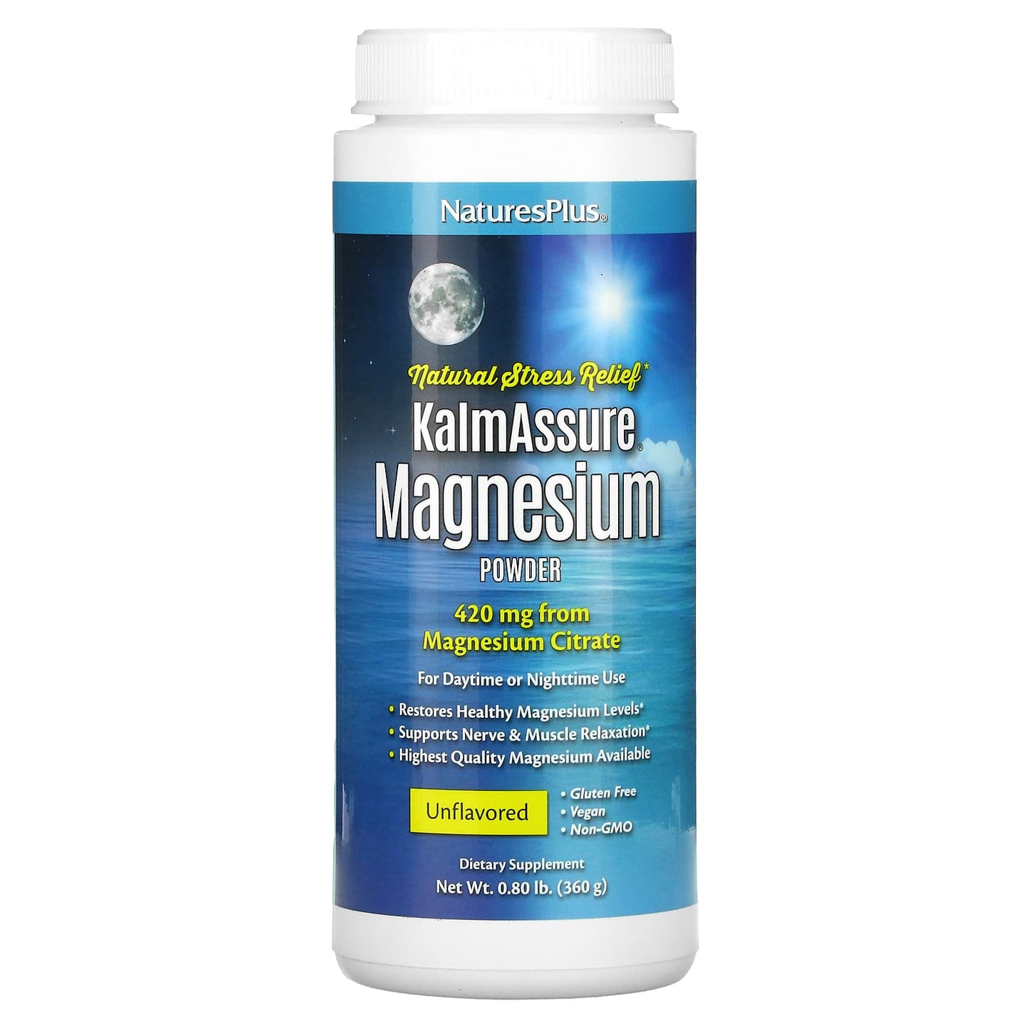 NaturesPlus, KalmAssure Magnesium Powder, Unflavored, 0.8 lb (360 g) - Image 1