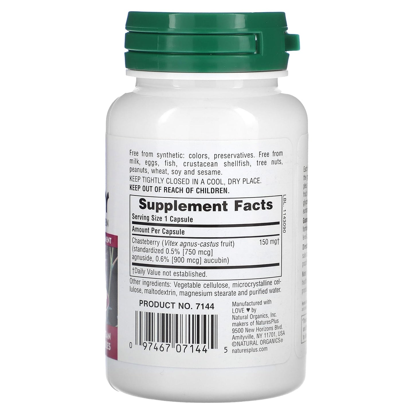 NaturesPlus, Herbal Actives, Chasteberry, 150 mg, 60 Vegan Capsules - Image 2