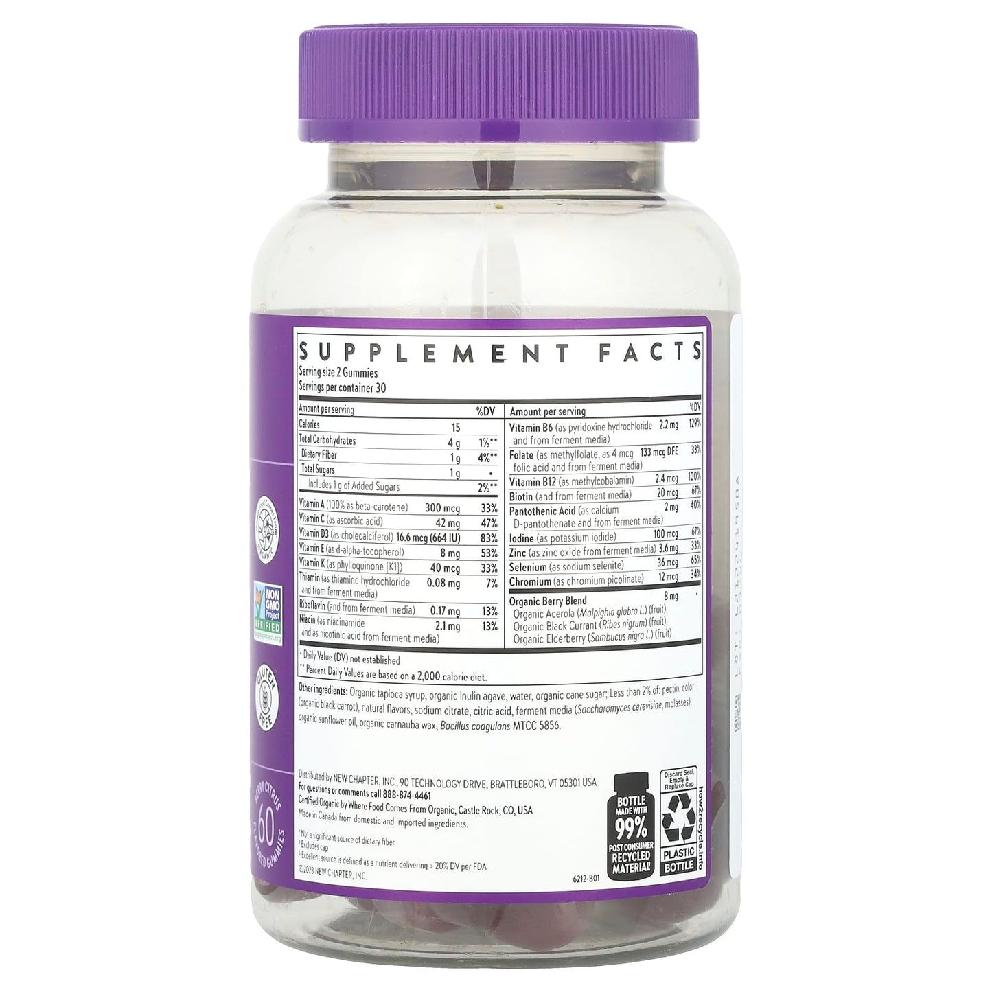 New Chapter, Kid's Multivitamin Gummies, Berry Citrus, 60 Gummies - Image 2