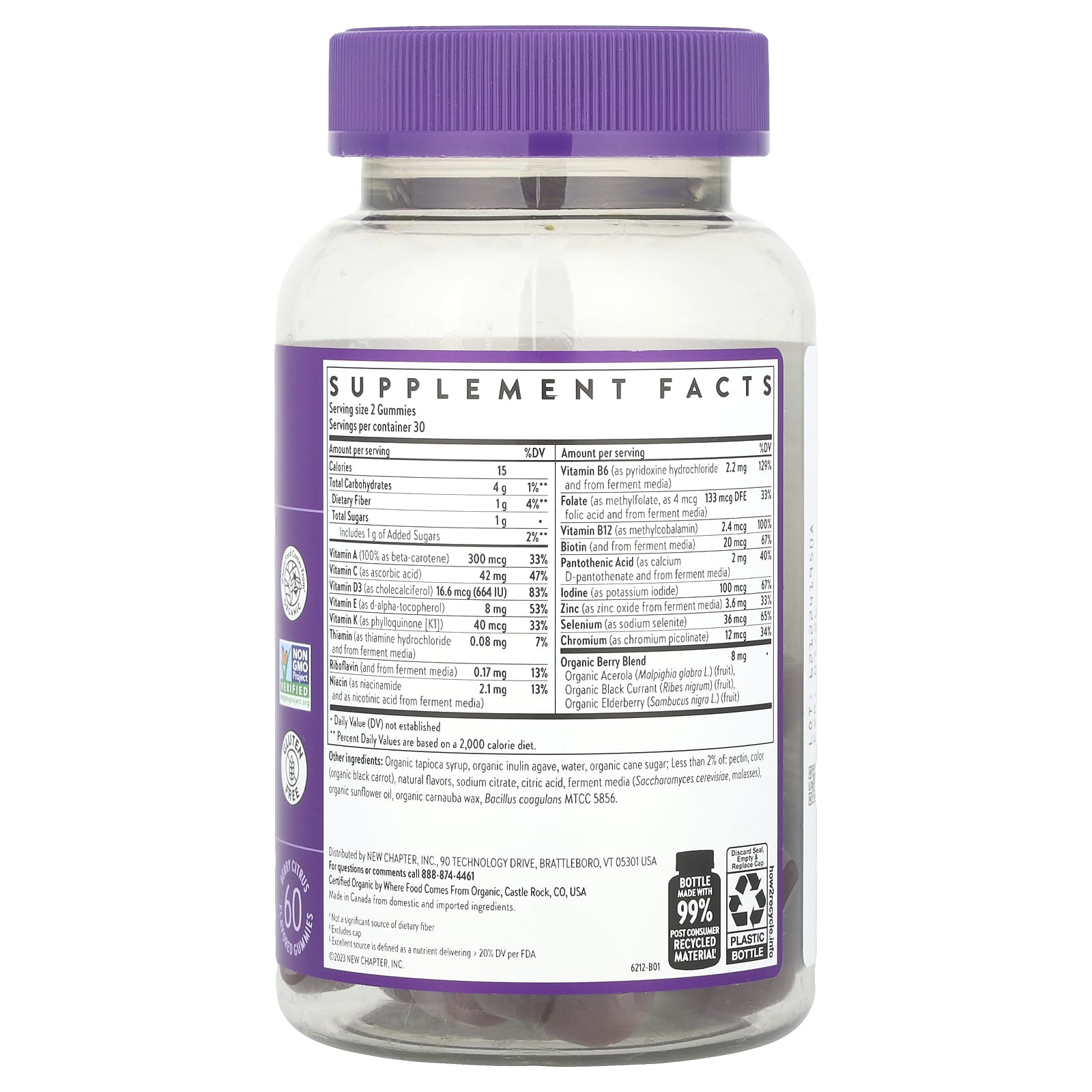 New Chapter, Kid's Multivitamin Gummies, Berry Citrus, 60 Gummies - Image 2