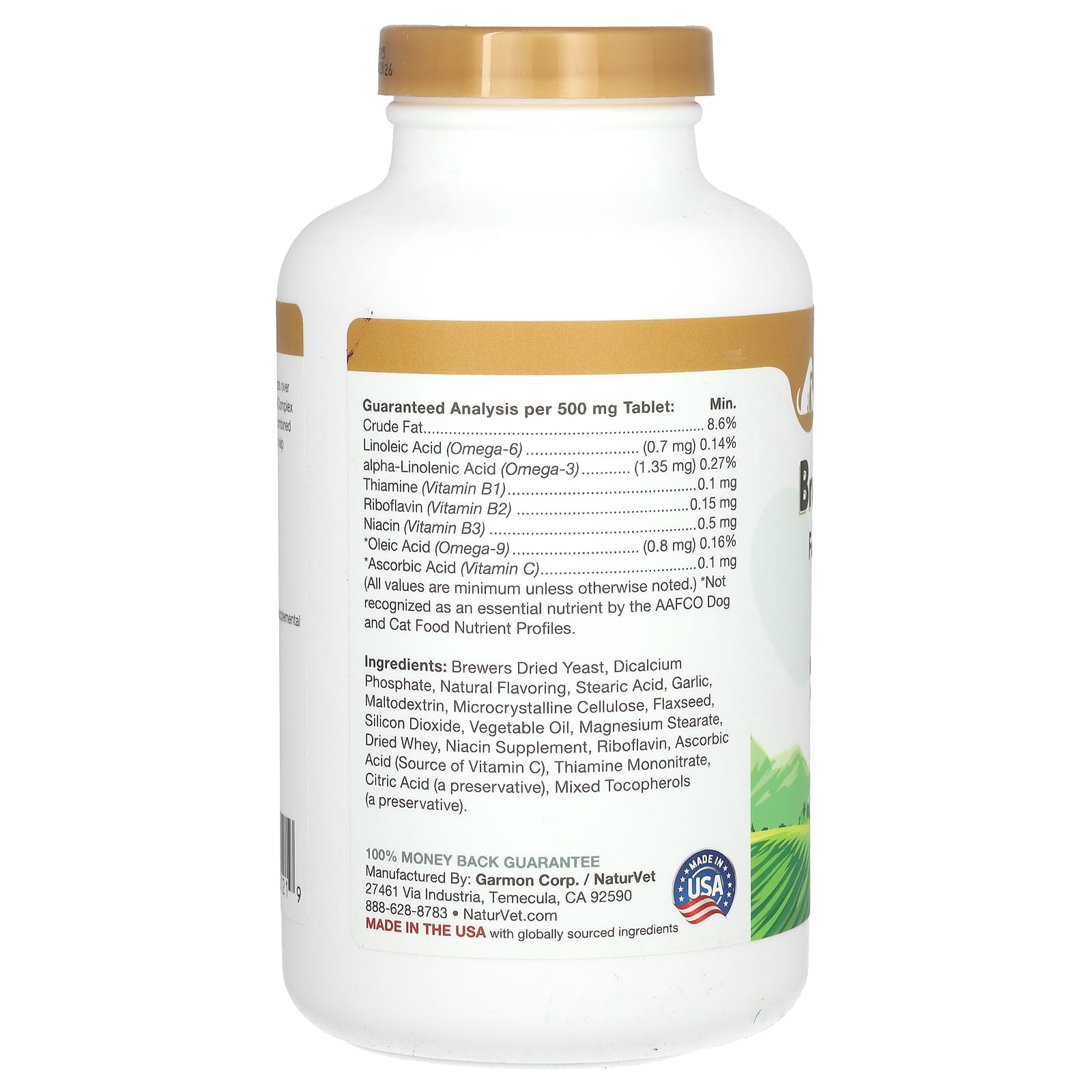 NaturVet, Brewers Dried Yeast + Omegas, For Dogs and Cats, 1,000 Chewable Tabs, 17.6 oz (500 g) - Image 2