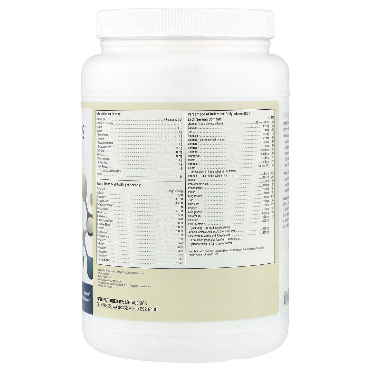Metagenics, UltraMeal Cardio 360°®, Medical Food, Chocolate, 1 lb 3.01 oz (539 g) - Image 2