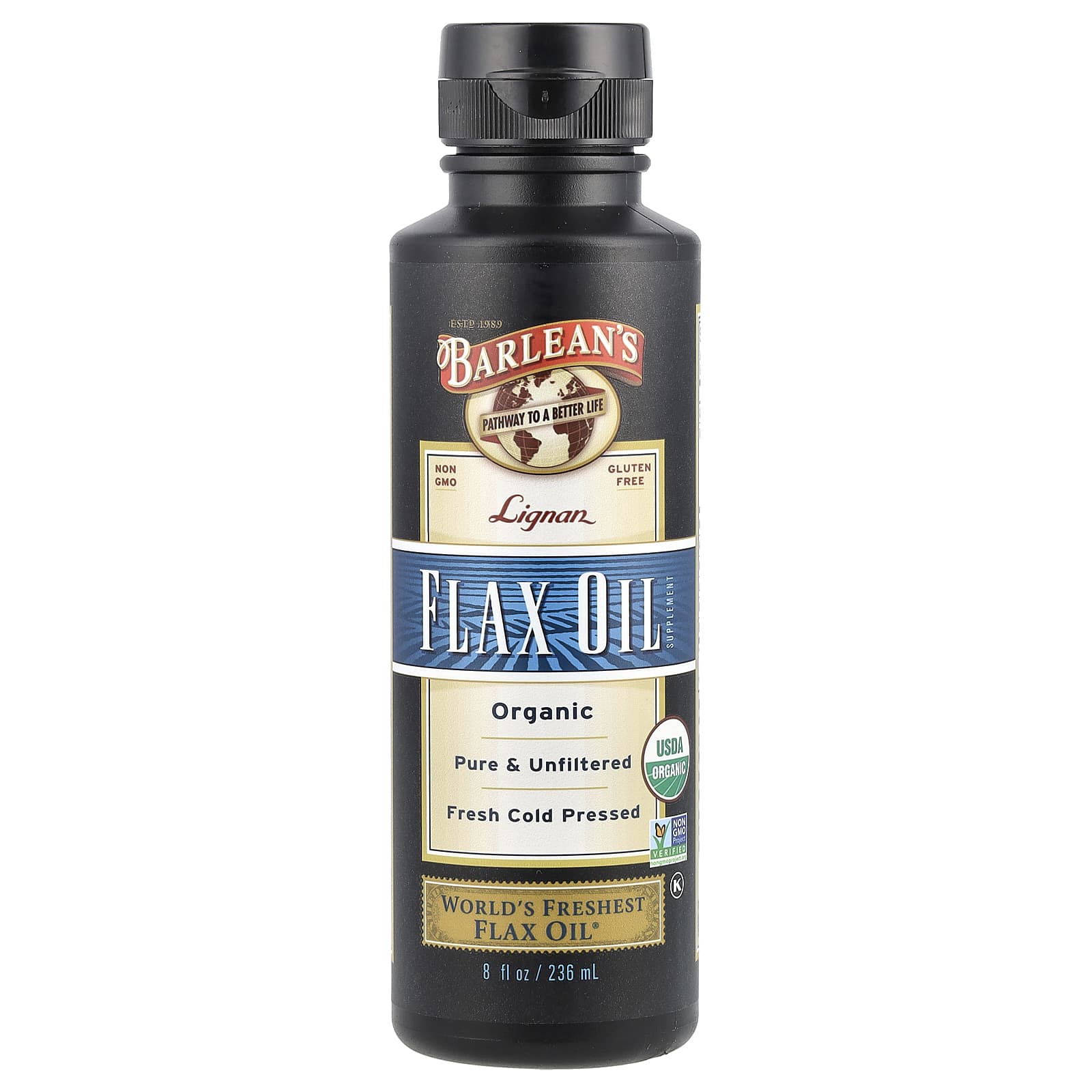 Barlean's Organic Lignan Flax Oil Supplement 8oz (236ml) - Image 1
