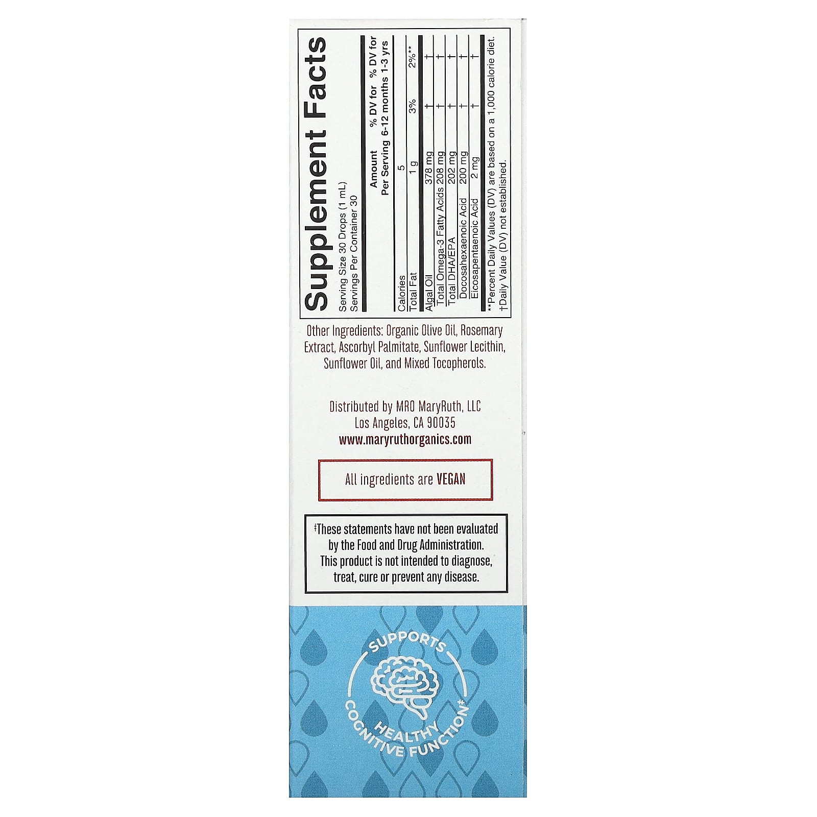 MaryRuth's, Infant & Toddler Omega-3 Liquid Drops, 6 Months - 3 Years, Unflavored, 1 fl oz (30 ml) - Image 2
