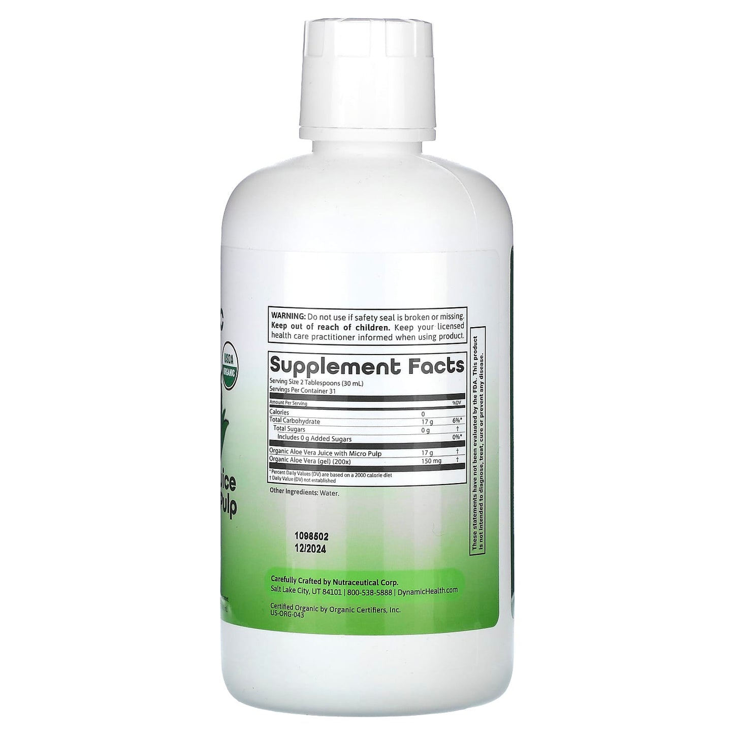 Aloe Vera Juice with Micro Pulp | USDA Organic | 32 fl oz - Image 2