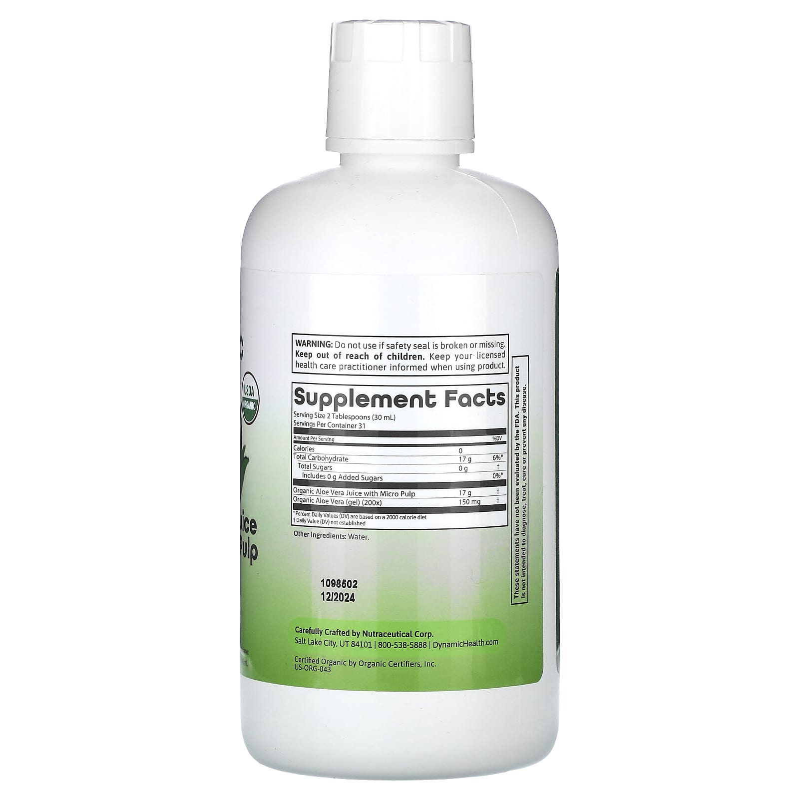 Aloe Vera Juice with Micro Pulp | USDA Organic | 32 fl oz - Image 2
