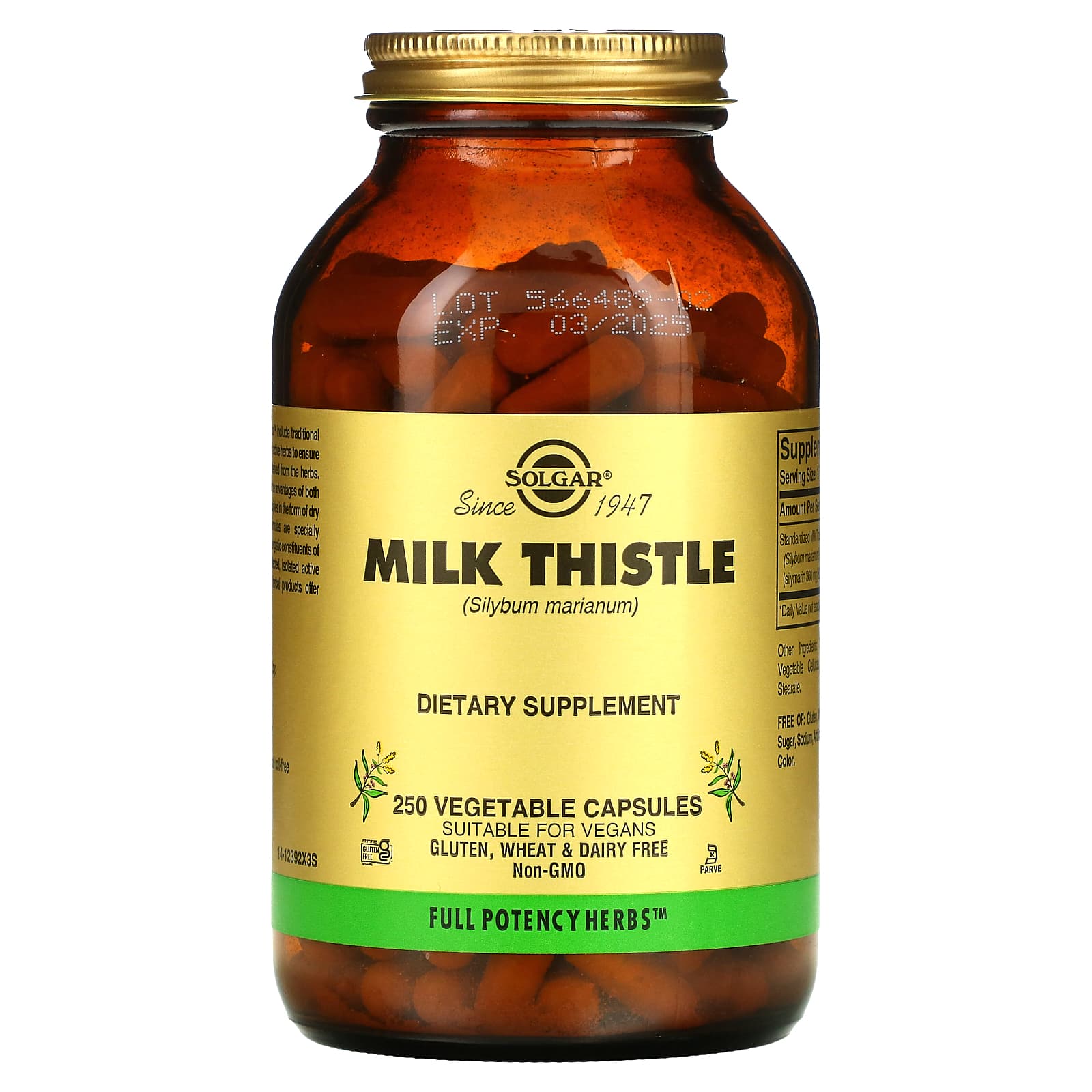 Solgar, Milk Thistle, 250 Vegetable Capsules (450 mg per Capsule)