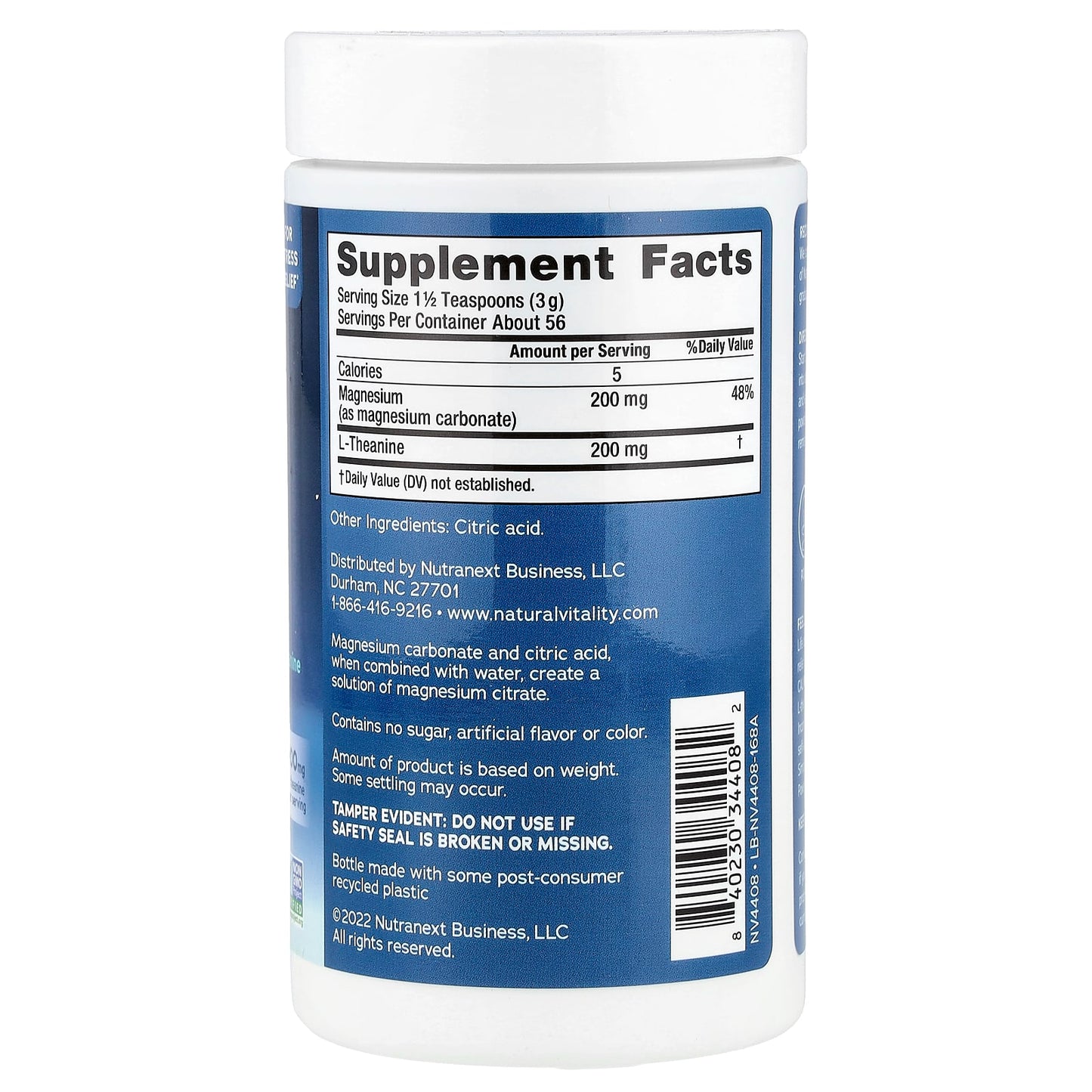 Natural Vitality, CALM® Mind, Magnesium Supplement with L-Theanine Drink Mix, Unflavored, 6 oz (168 g) - Image 2