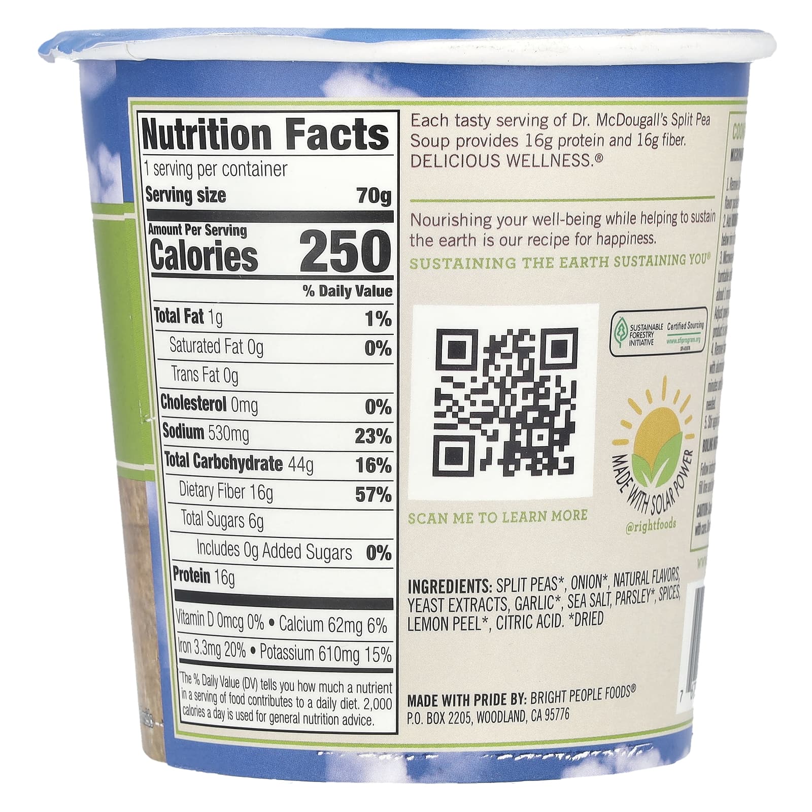 Dr. McDougall's Vegan Split Pea Soup, 16g Protein Per 70g Serving - Image 2