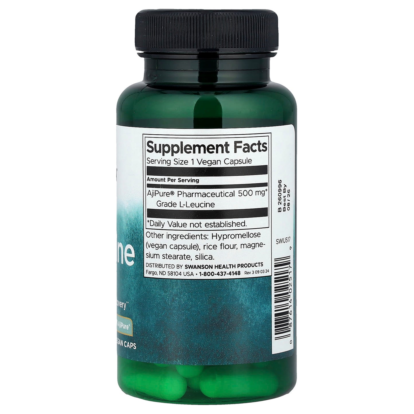 Swanson, L-Leucine, 500 mg, 60 Vegan Caps - Image 2