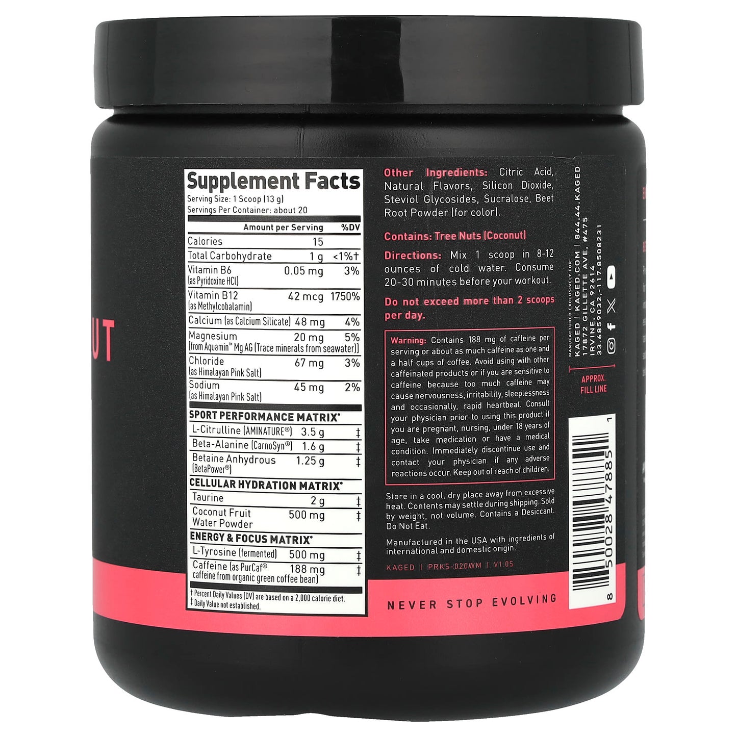 Kaged Pre-Workout Energy & Endurance, Watermelon, 9.17 oz - Image 2