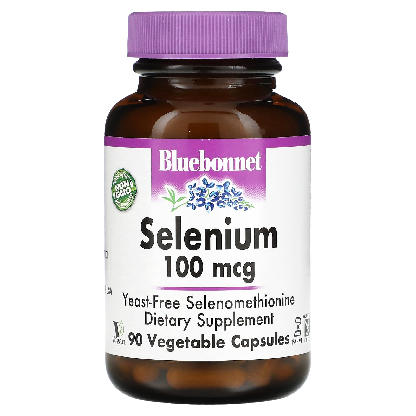 Bluebonnet Selenium Supplement 100mcg, 90 Veg Capsules - Image 1