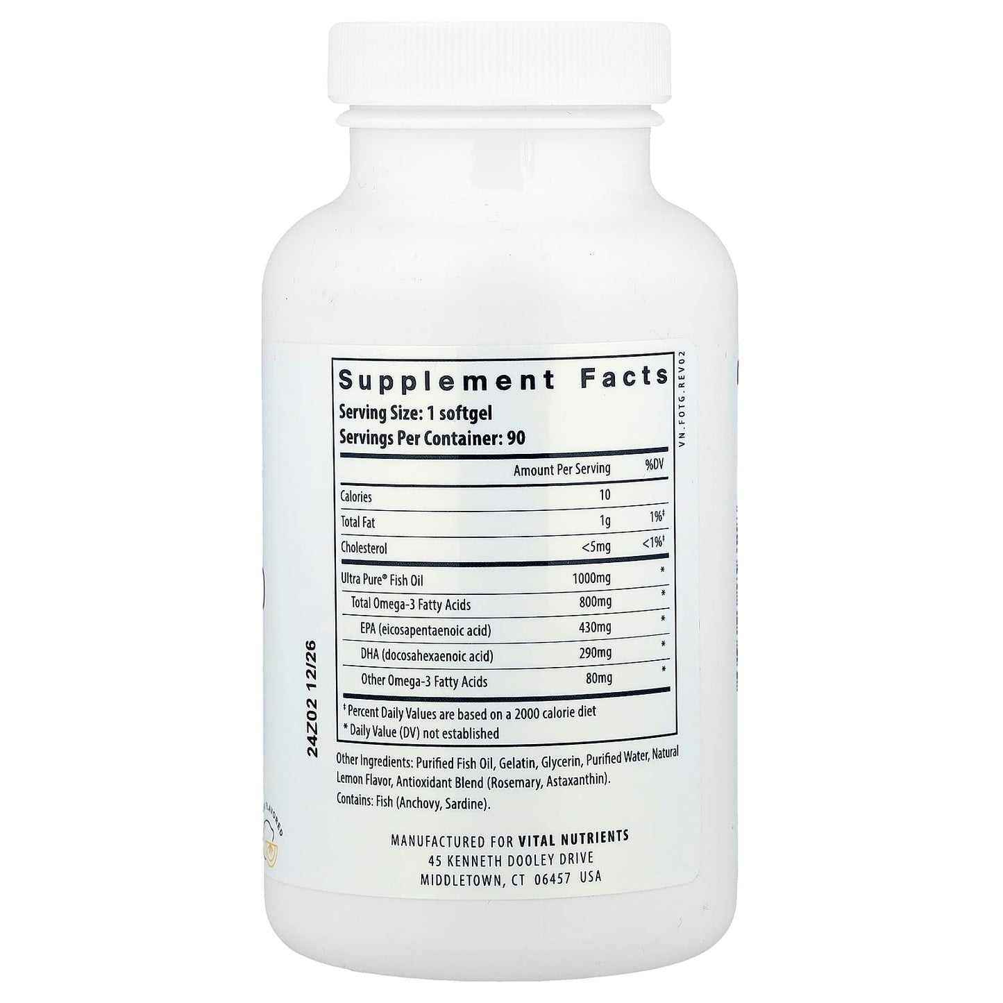 Vital Nutrients, Ultra Pure® Omega-3, Fish Oil 800, Lemon, 90 Softgels - Image 2