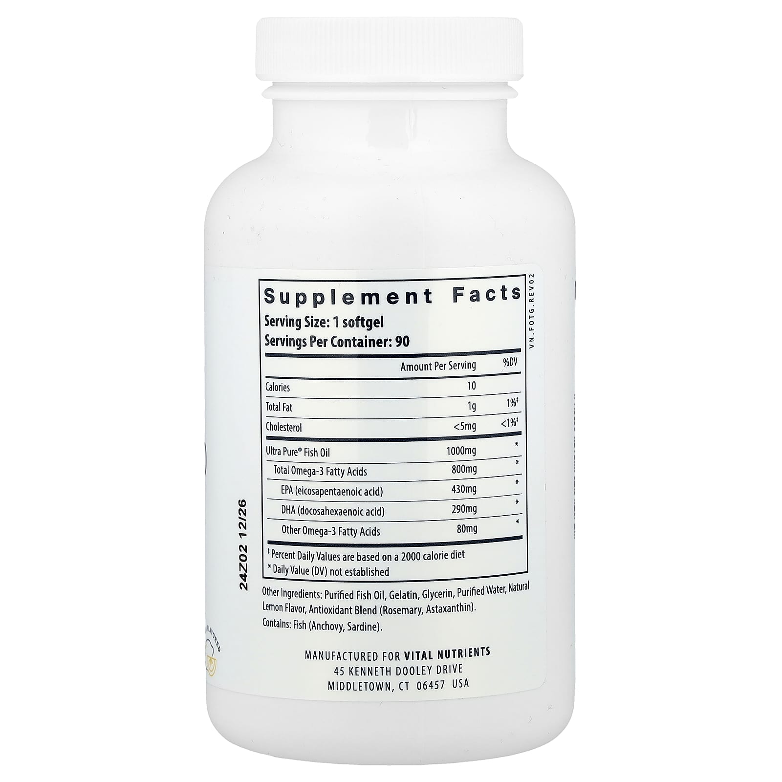 Vital Nutrients, Ultra Pure® Omega-3, Fish Oil 800, Lemon, 90 Softgels - Image 2