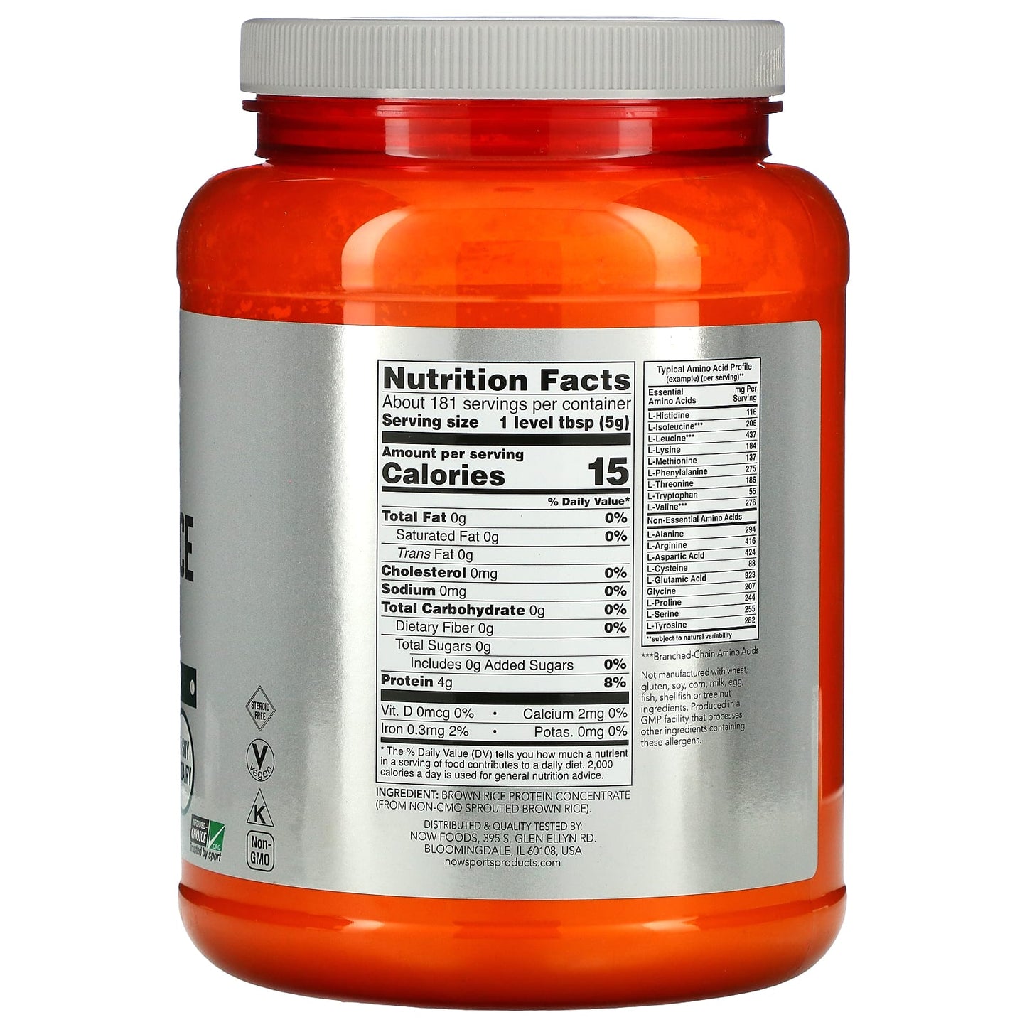 NOW Foods, Sports, Sprouted Brown Rice Protein Powder, Pure Unflavored, 2 lbs (907 g) - Image 2