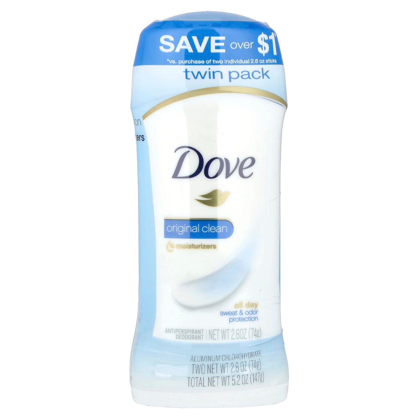 Dove Original Clean Antiperspirant Deodorant, 2.6 oz, 2-Pack - Image 2