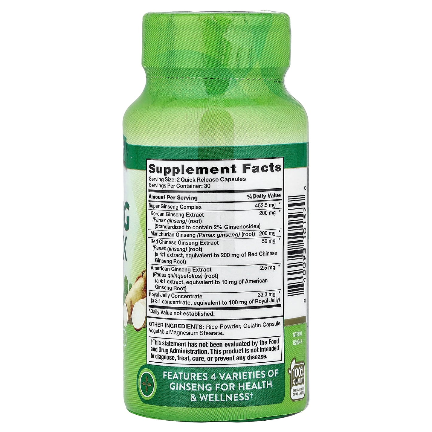 Nature's Truth, Super Ginseng Complex Plus Royal Jelly, 60 Quick Release Capsules - Image 2
