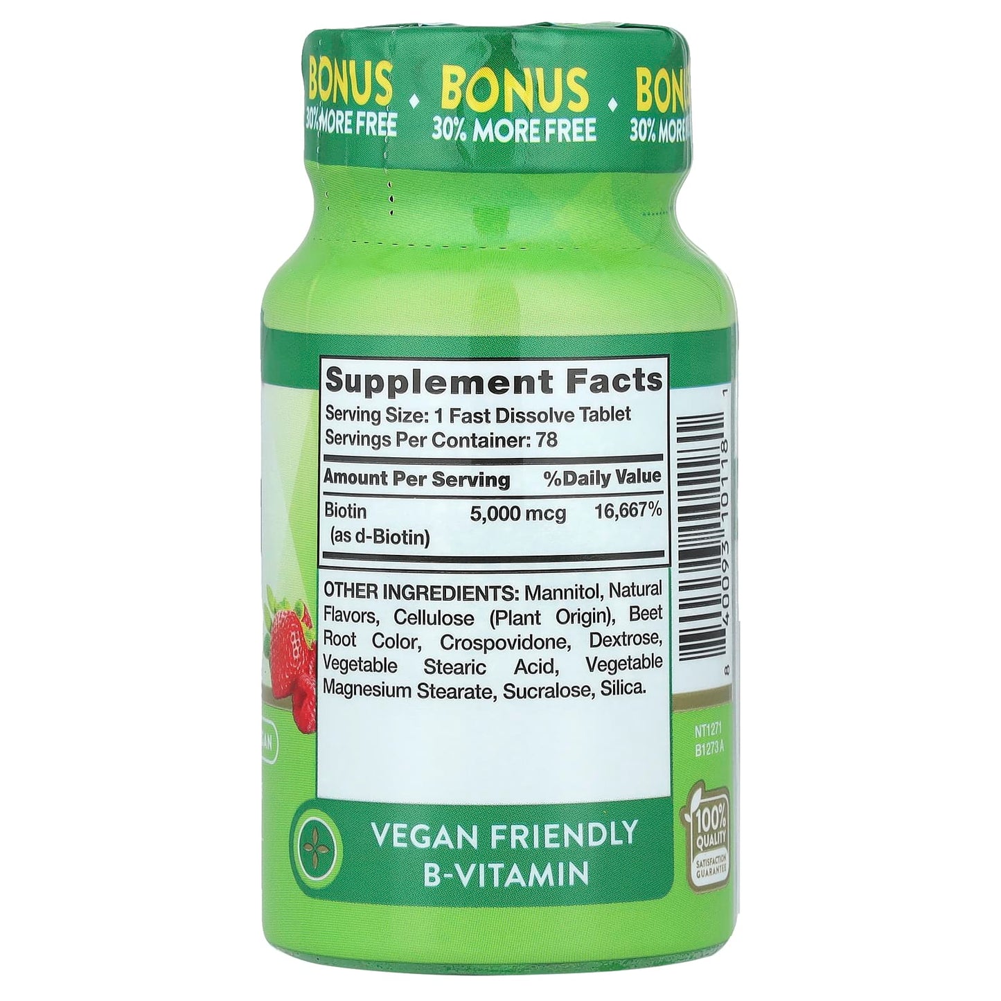Nature's Truth, Ultra Biotin, Natural Berry, 5,000 mcg, 78 Fast Dissolve Tablets - Image 2