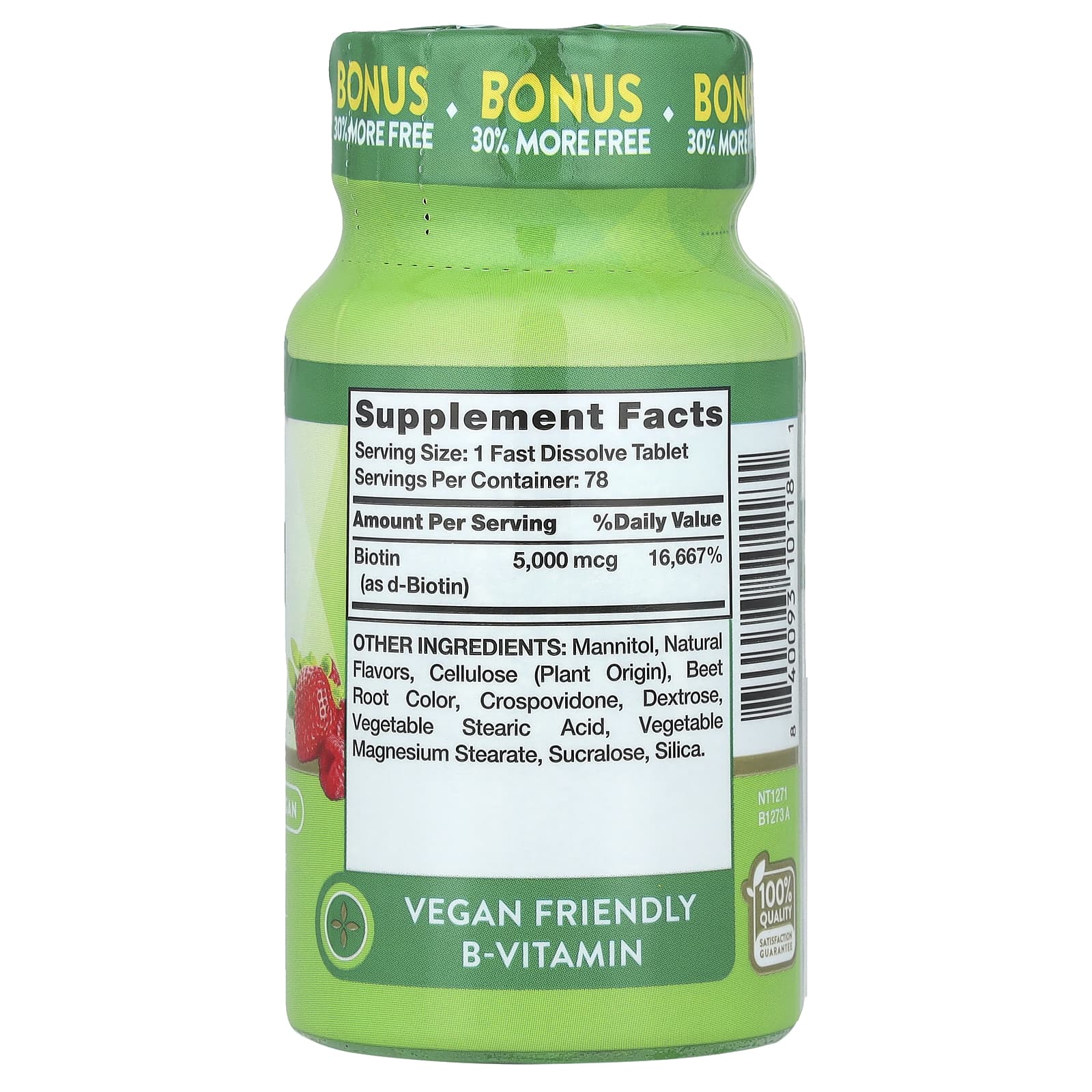 Nature's Truth, Ultra Biotin, Natural Berry, 5,000 mcg, 78 Fast Dissolve Tablets - Image 2