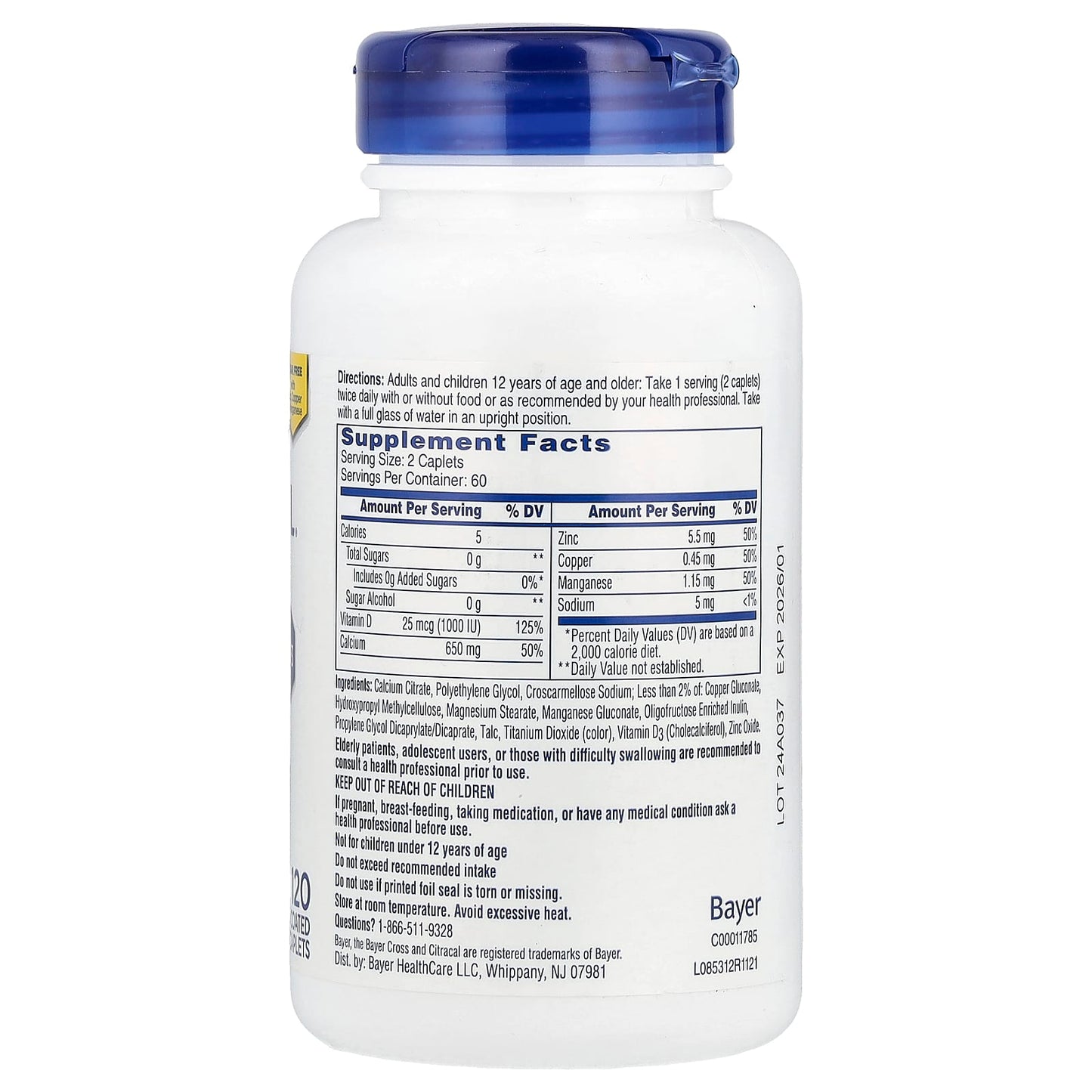 Citracal Maximum Plus Calcium Supplement with Vitamin D3 - 120 Caplets - Image 2