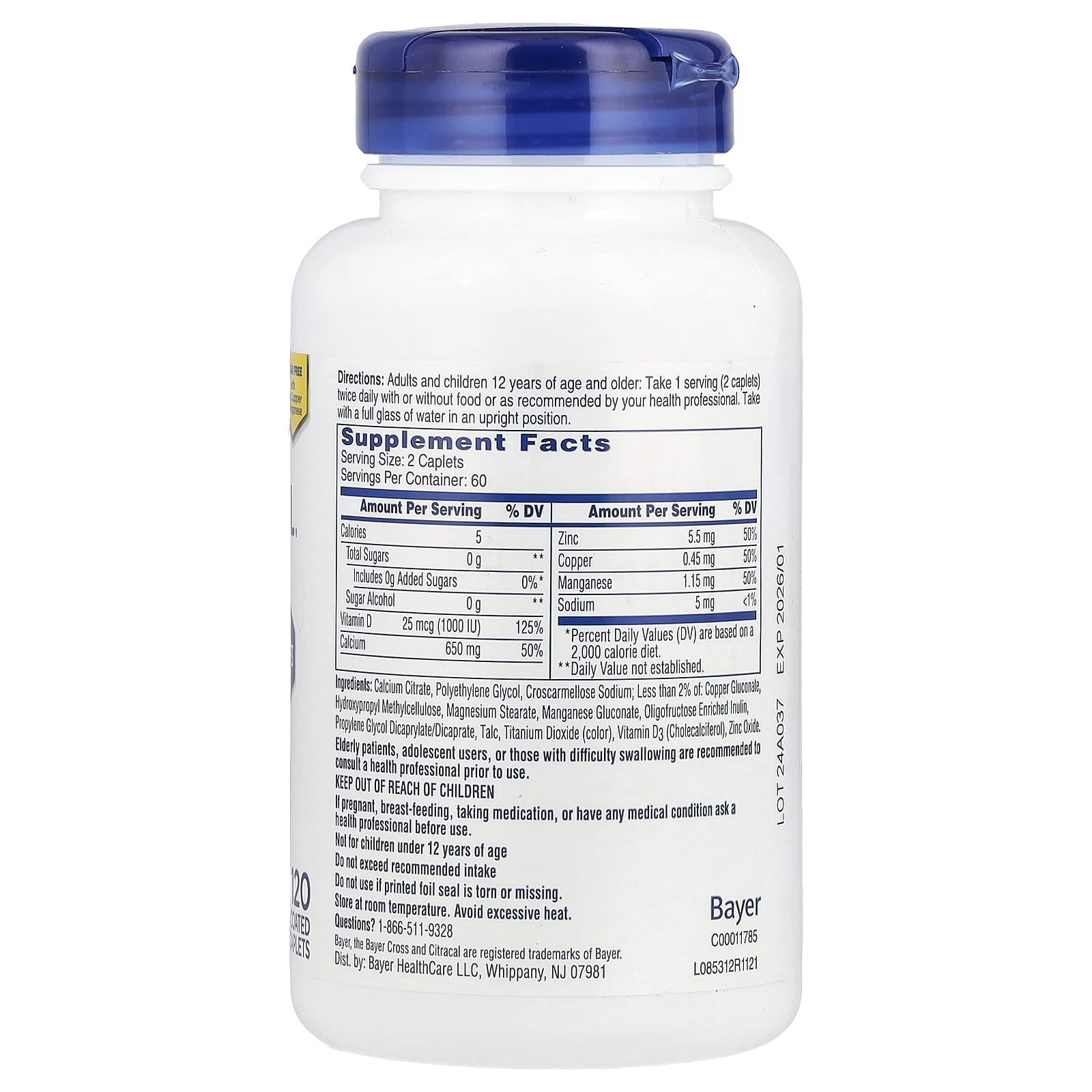 Citracal Maximum Plus Calcium Supplement with Vitamin D3 - 120 Caplets - Image 2