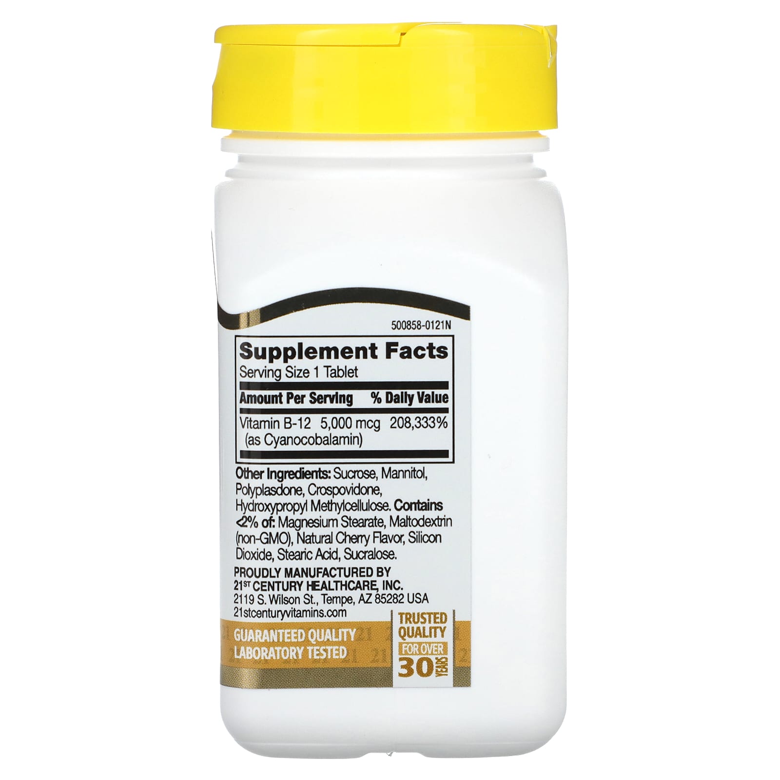 Vitamin B12 Supplement, 5000 mcg, Cherry Flavor, 110 Sublingual Tablets - Image 2