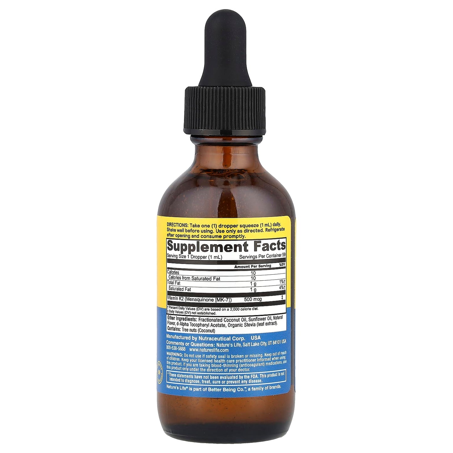 Nature's Life, Revitalizing Vitamin K-2, Natural , 500 mcg, 2 fl oz (59 ml) - Image 2