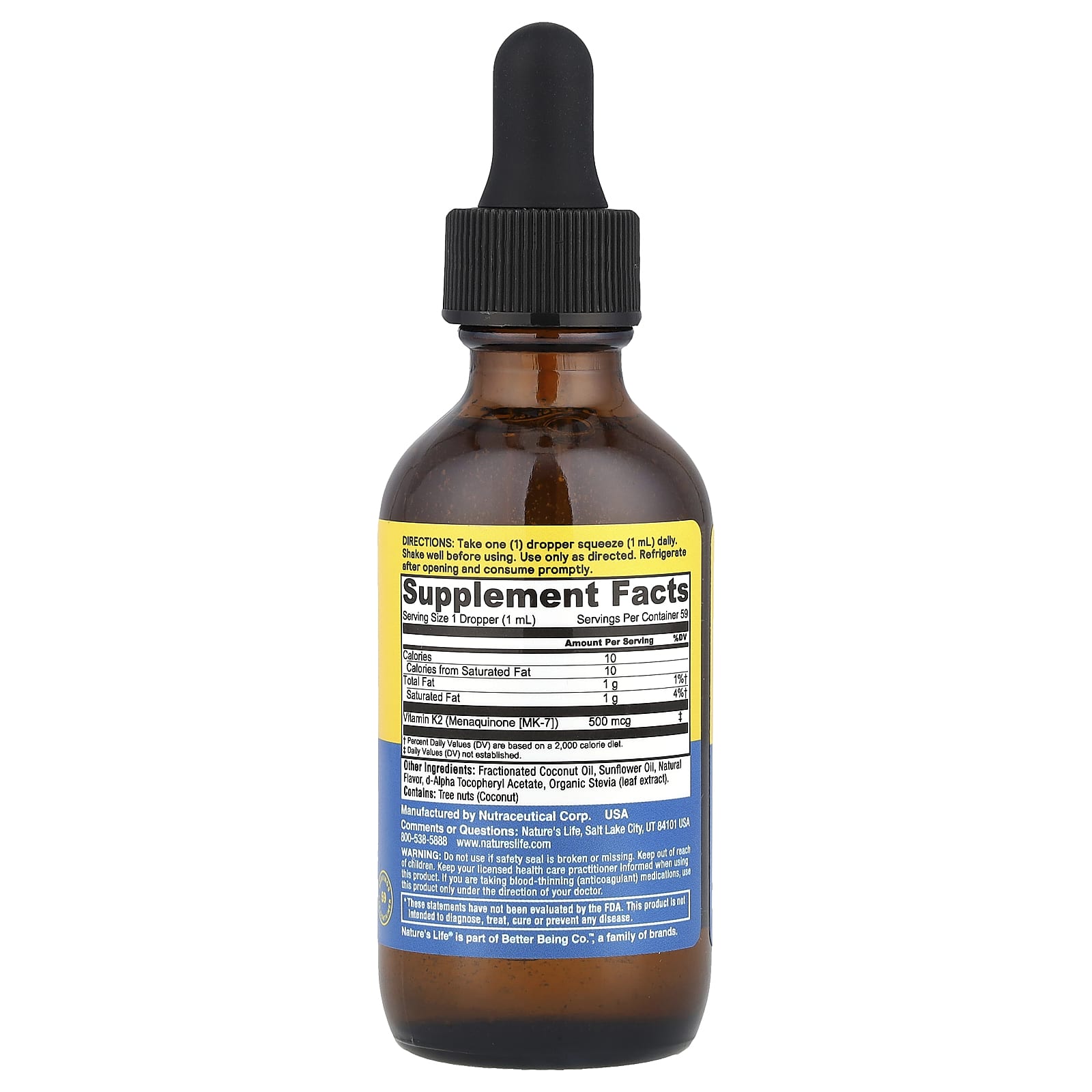 Nature's Life, Revitalizing Vitamin K-2, Natural , 500 mcg, 2 fl oz (59 ml) - Image 2