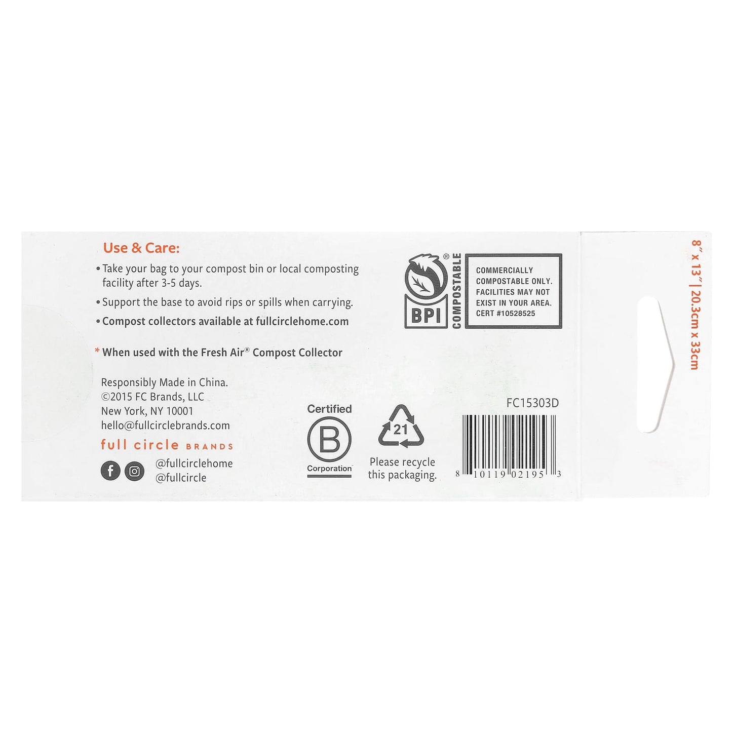 Compostable Food Waste Bags | Unscented, 25 Bags | Full Circle Home - Image 2