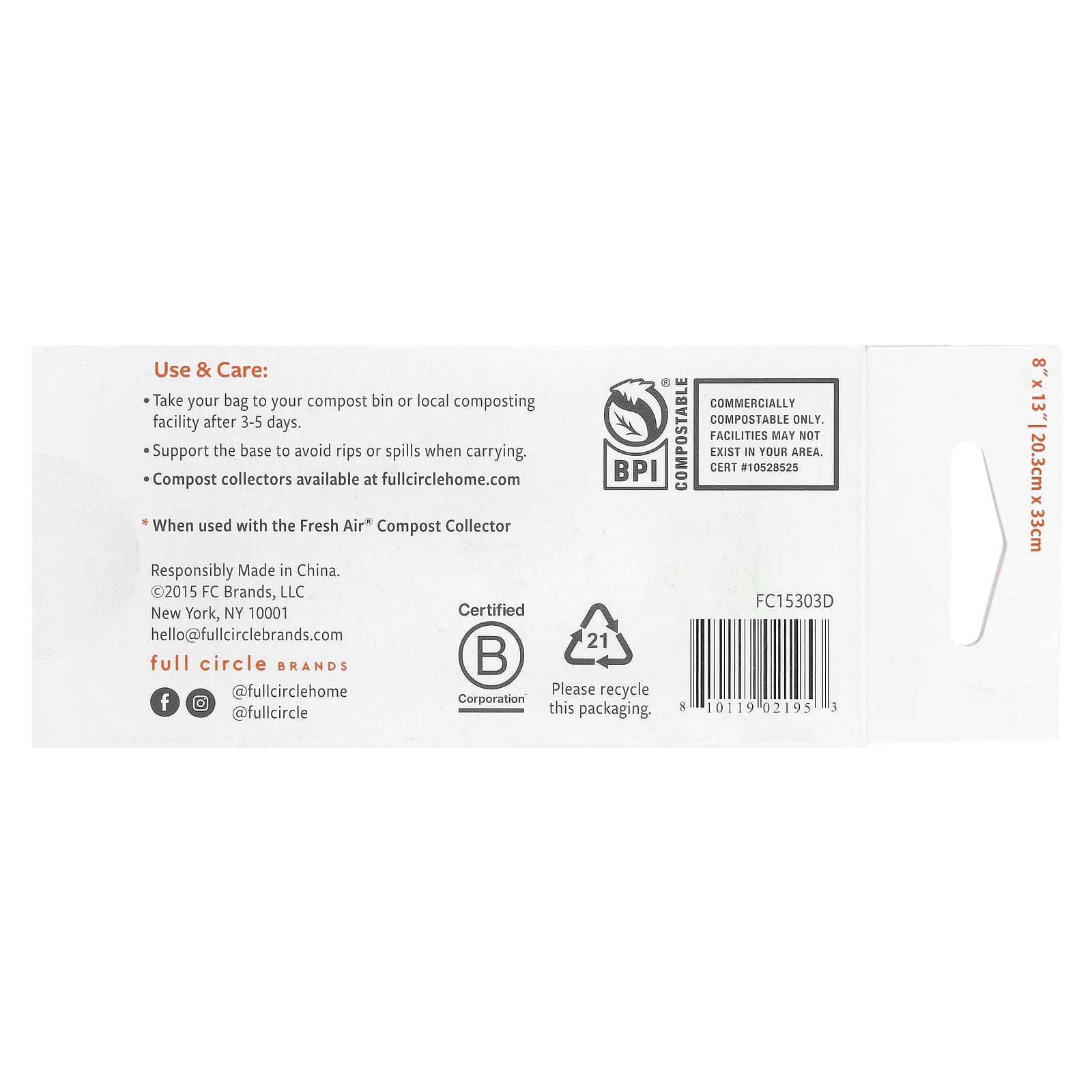 Compostable Food Waste Bags | Unscented, 25 Bags | Full Circle Home - Image 2
