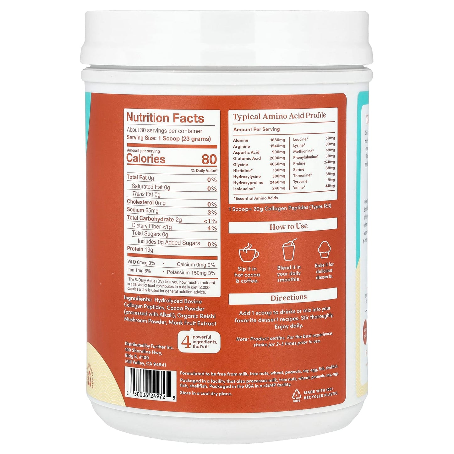 Grass-Fed Collagen Peptides + Reishi Mushroom - Chocolate Flavor - Image 2