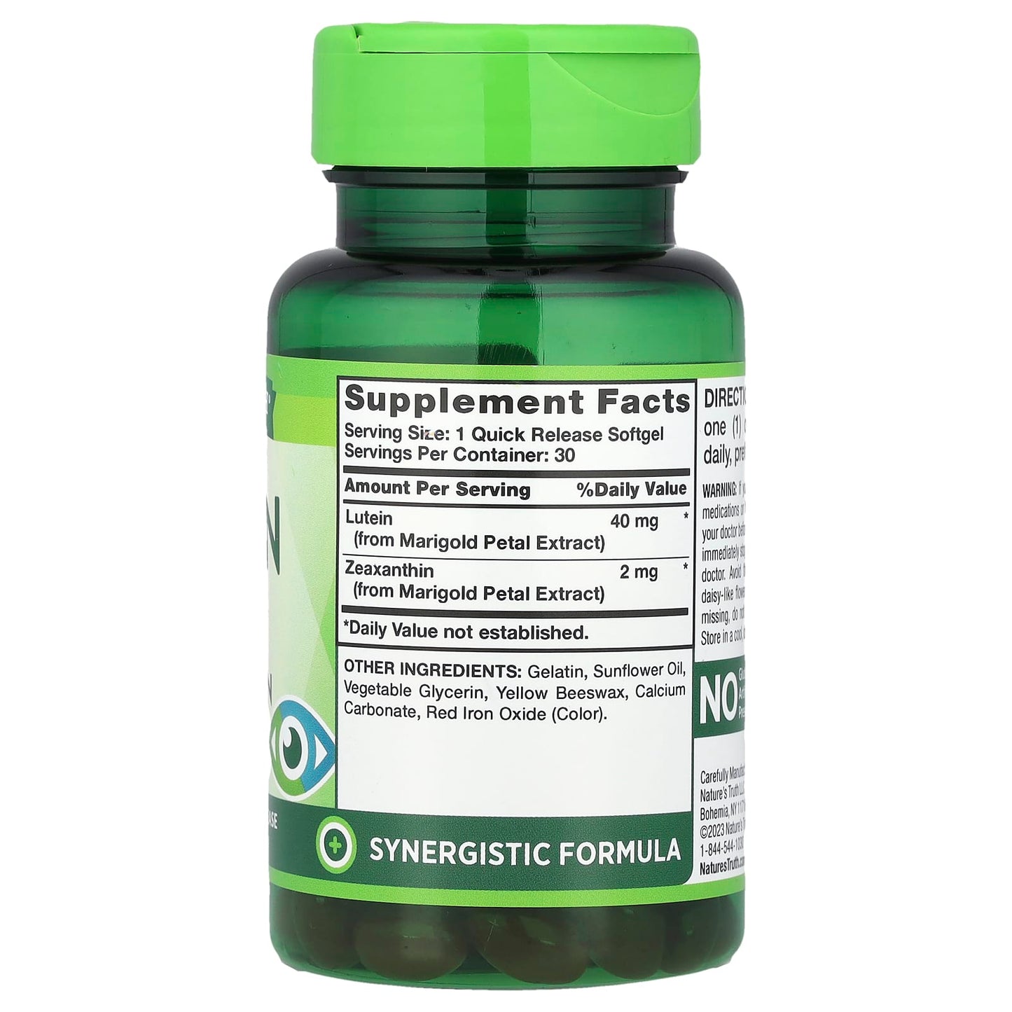 Nature's Truth, Lutein, Plus Zeaxanthin, 40 mg, 30 Quick Release Softgels - Image 2