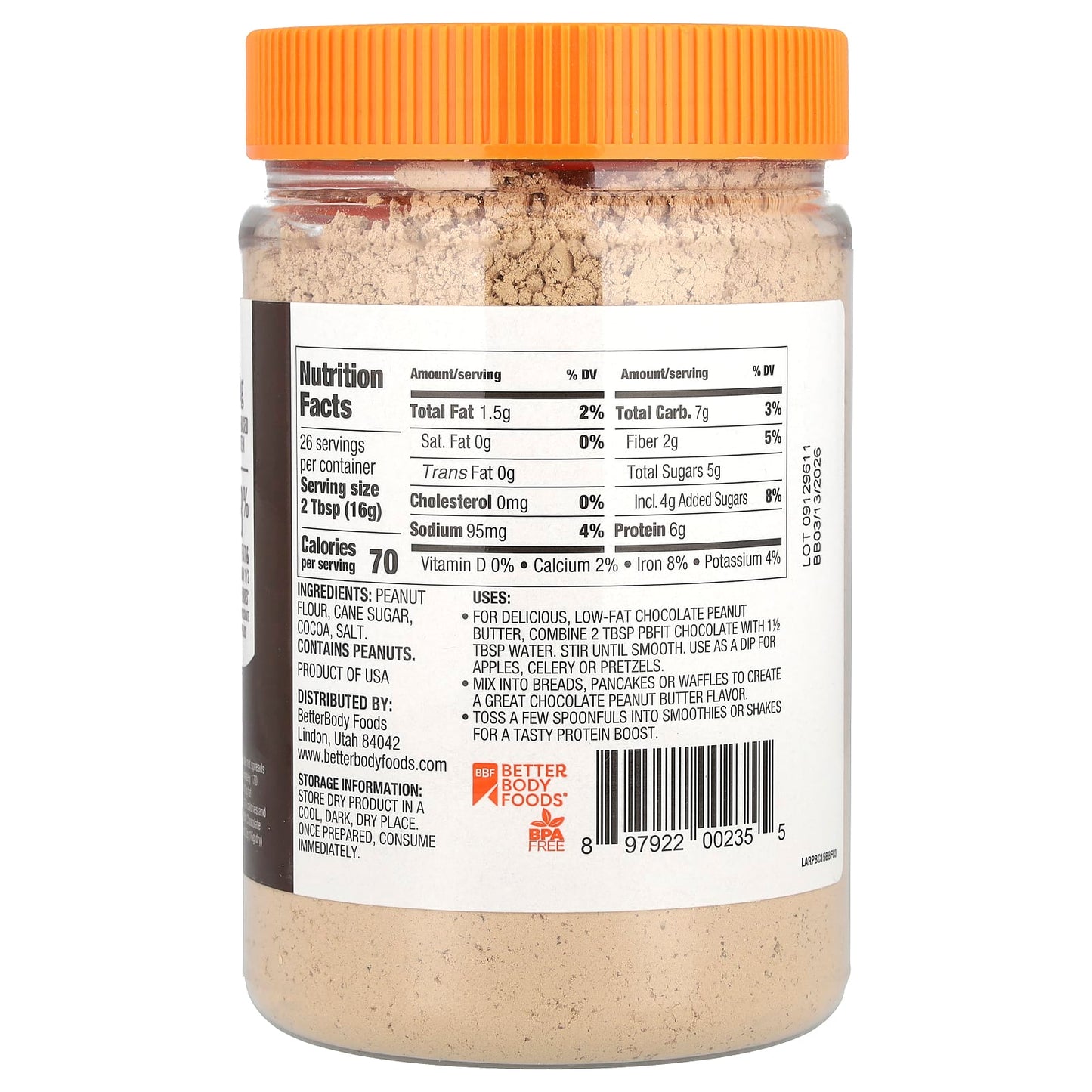 PBfit, Peanut Butter Powder, Chocolate, 15 oz (425 g)