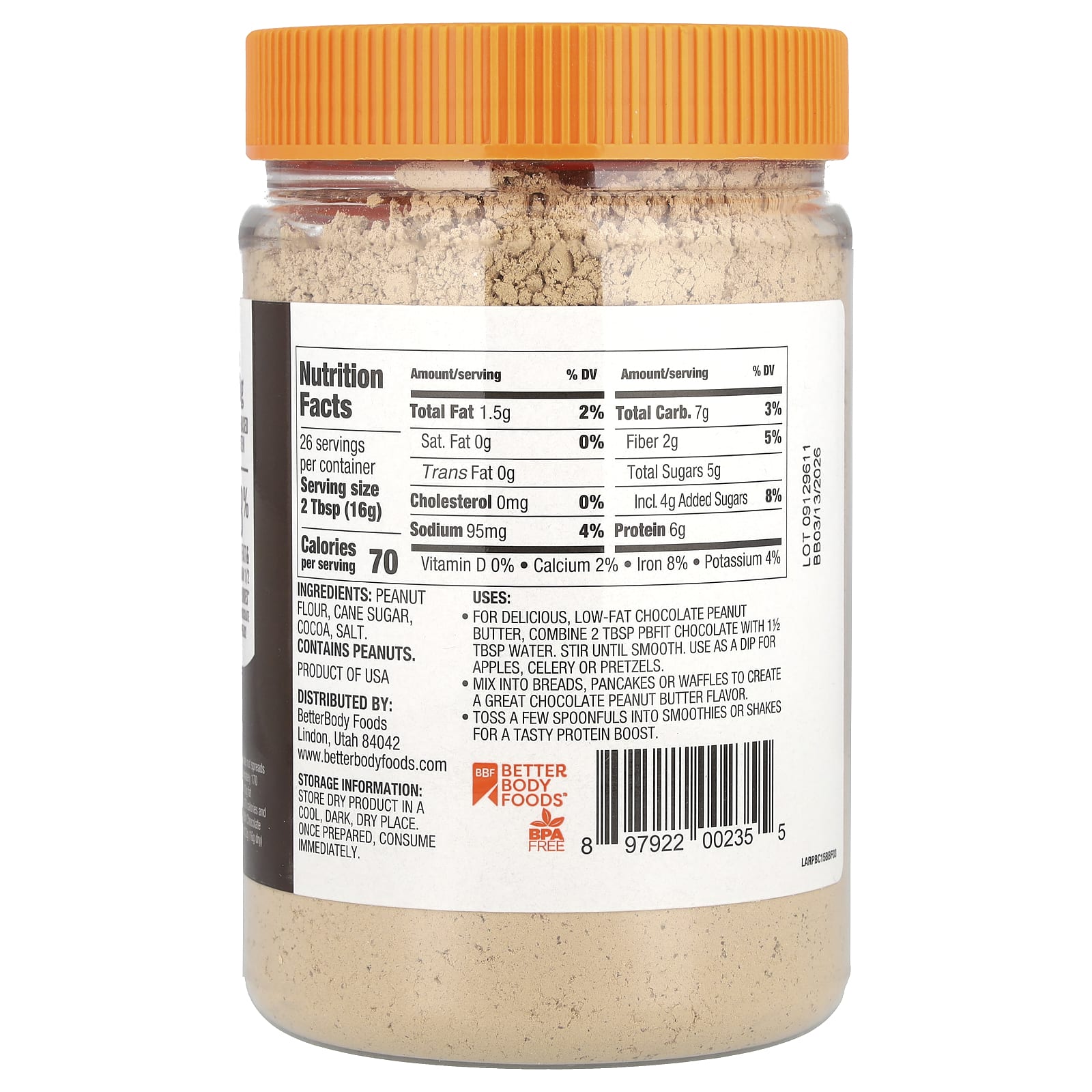 PBfit, Peanut Butter Powder, Chocolate, 15 oz (425 g)