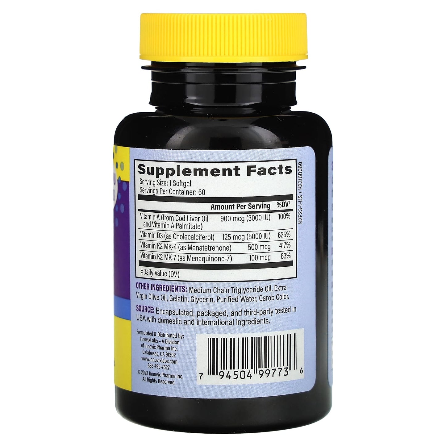 Vitamin D3 + K2, 60 Softgels for Immune, Heart, and Bone Support - InnovixLabs - Image 2