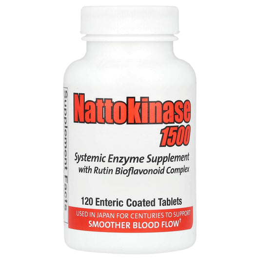 Naturally Vitamins, Nattokinase 1500, Systemic Enzyme Supplement, 120 Enteric Coated Tablets - Image 1