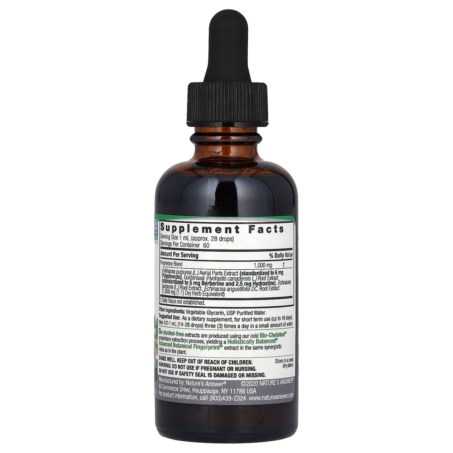 Nature's Answer, Echinacea & Goldenseal, Standardized Fluid Extract, Alcohol-Free, 2 fl oz (60 ml) - Image 2