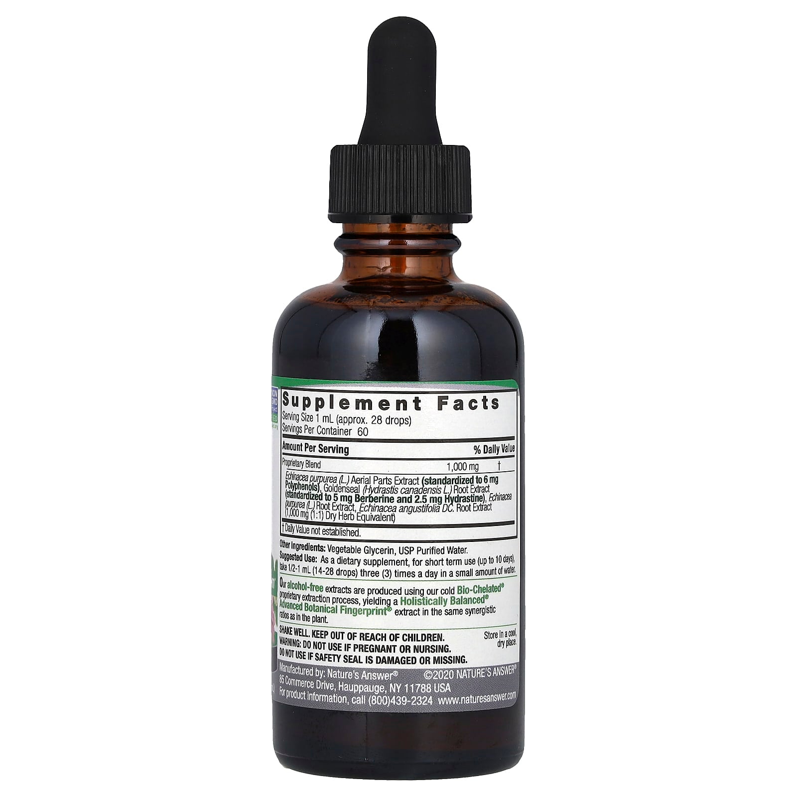 Nature's Answer, Echinacea & Goldenseal, Standardized Fluid Extract, Alcohol-Free, 2 fl oz (60 ml) - Image 2