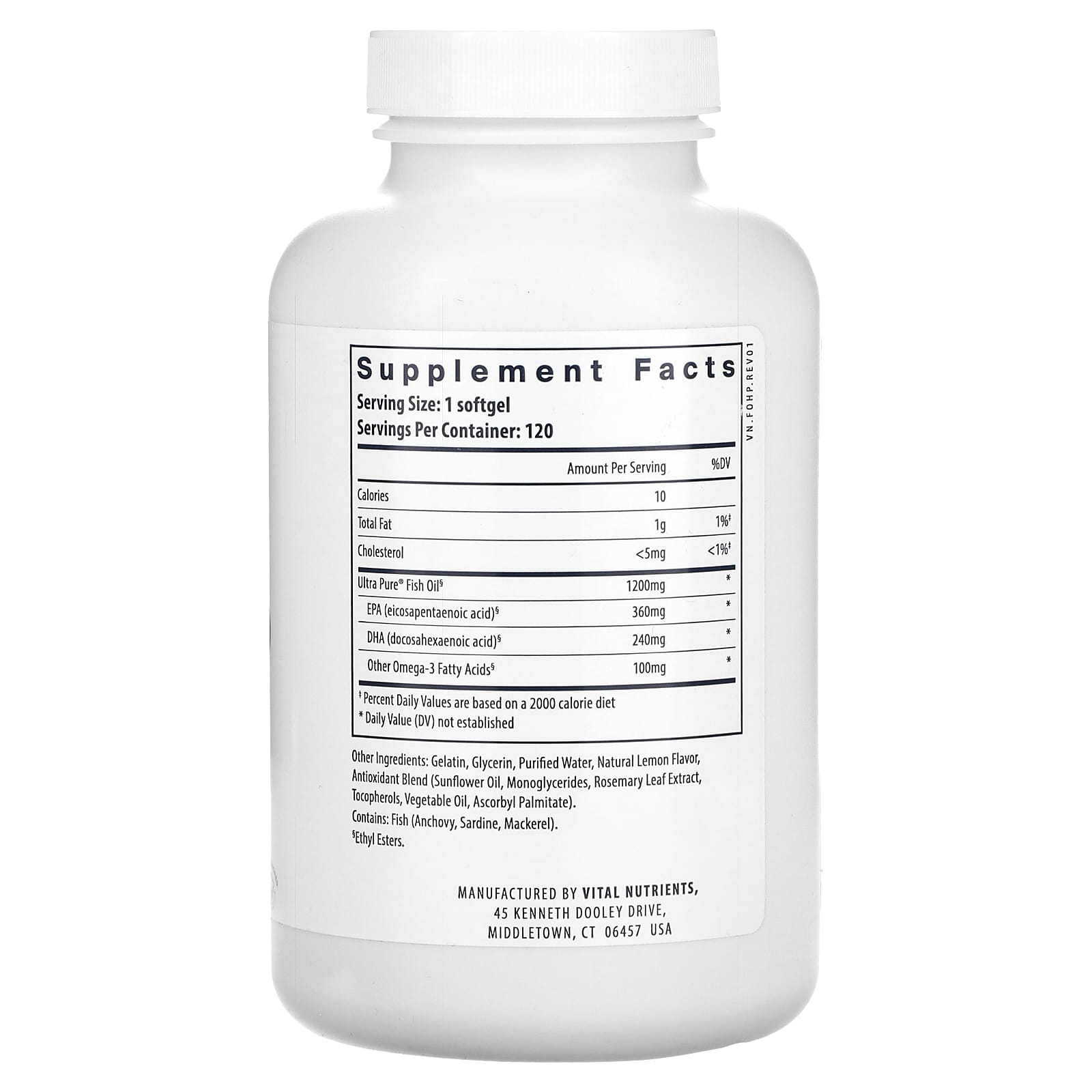 Vital Nutrients, Ultra Pure, Fish Oil 700, Lemon, 120 Softgels - Image 2