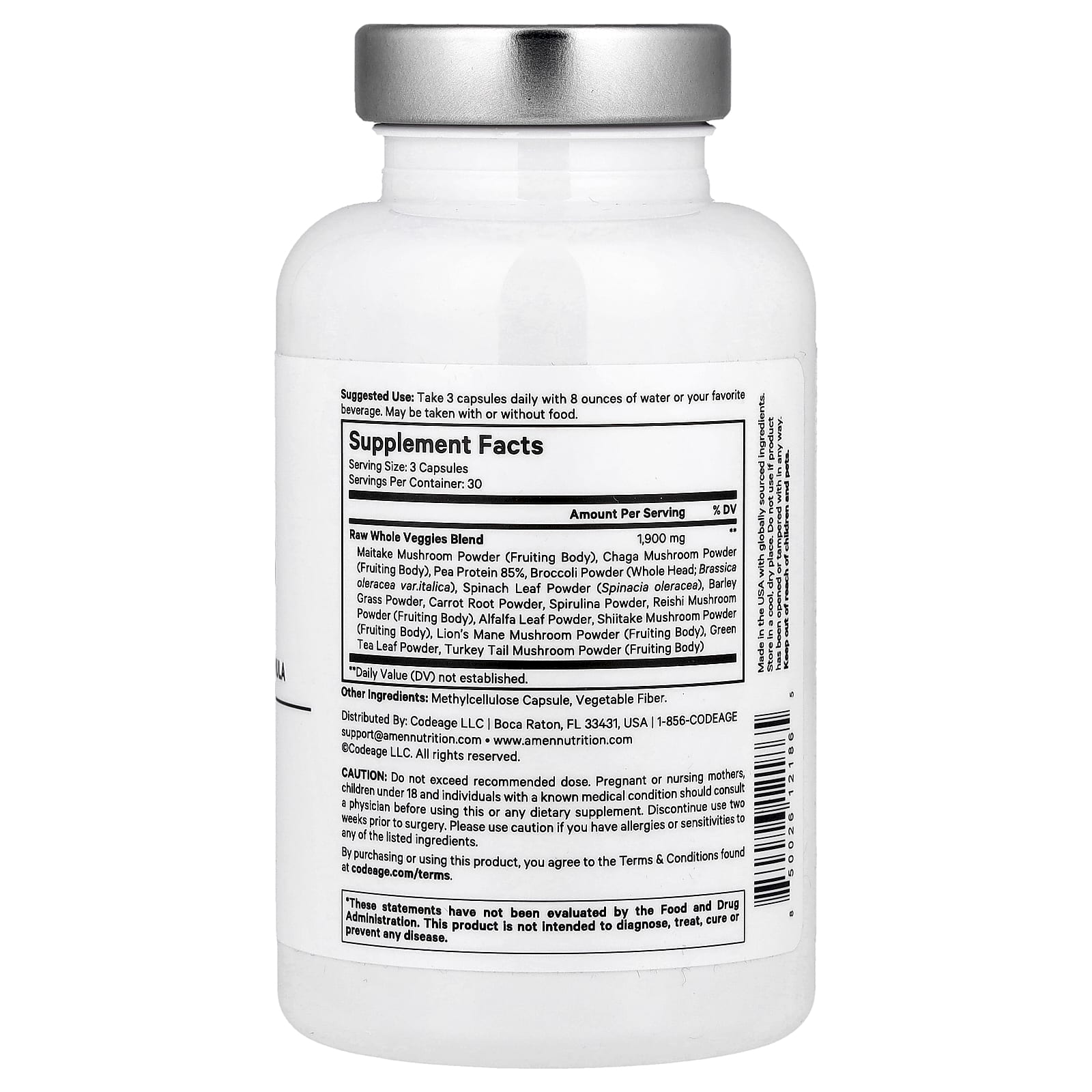 CodeAge Amen Veggies, 90 Capsules for Daily Greens - Image 2