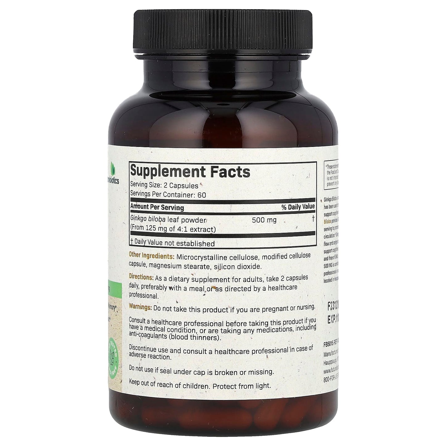 Futurebiotics Ginkgo Biloba 250mg Brain Health &amp; Circulation - Image 2