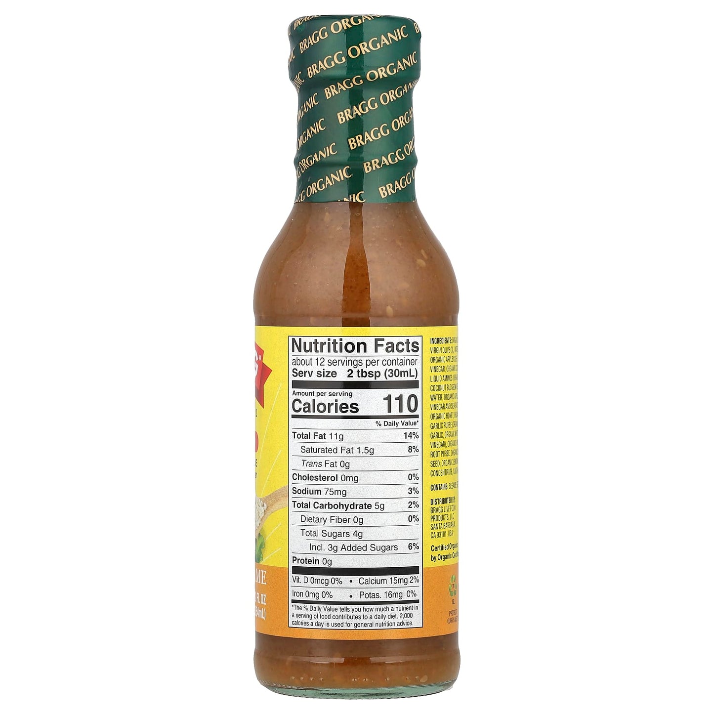 Bragg Organic Dressing & Marinade with Apple Cider Vinegar & Ginger, 12 fl oz - Image 2