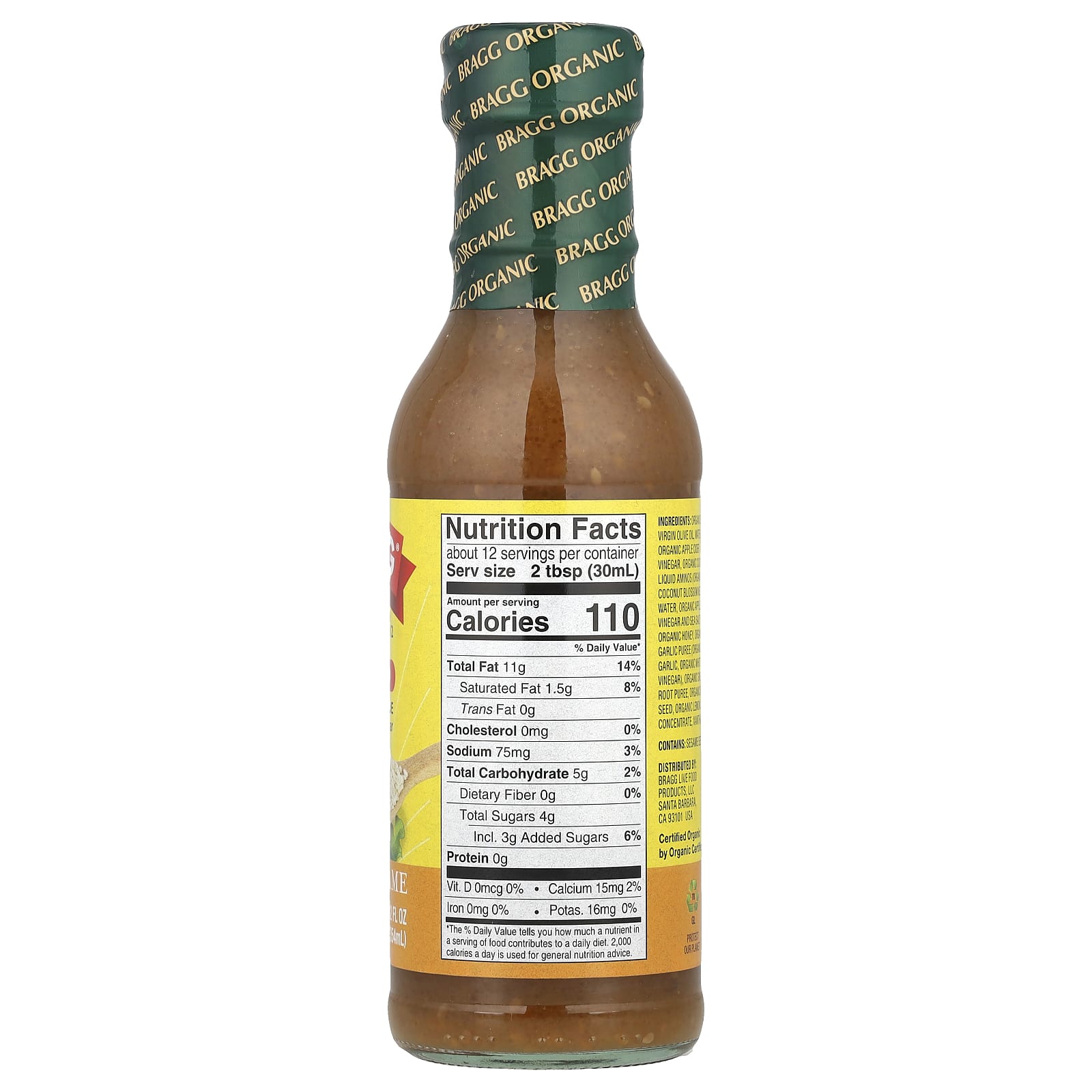 Bragg Organic Dressing & Marinade with Apple Cider Vinegar & Ginger, 12 fl oz - Image 2